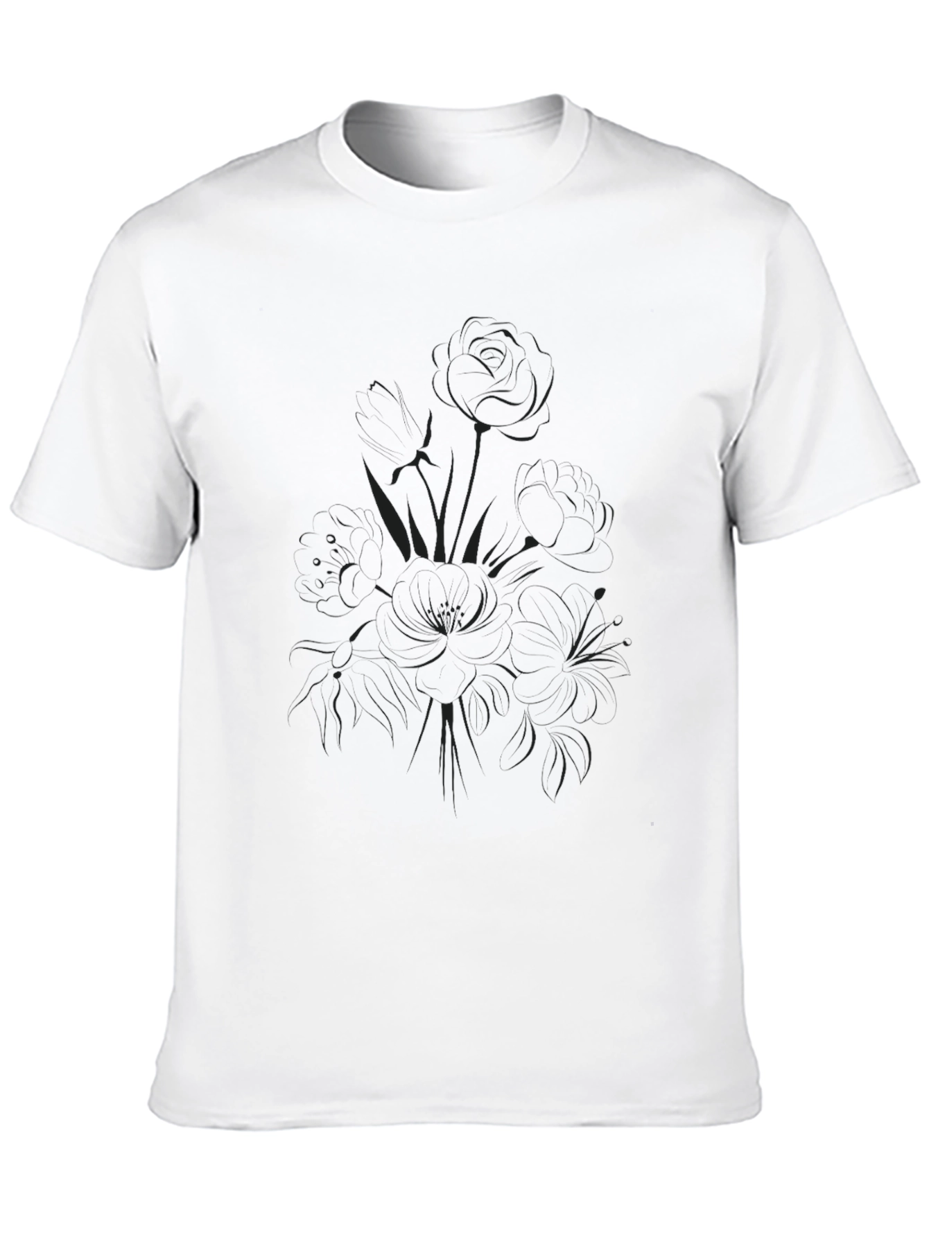Mens Black Lily Graphic Tee - Casual Comfort
