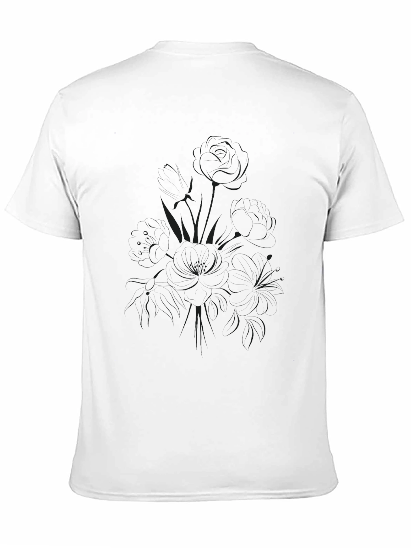 Mens Black Lily Graphic Tee - Casual Comfort