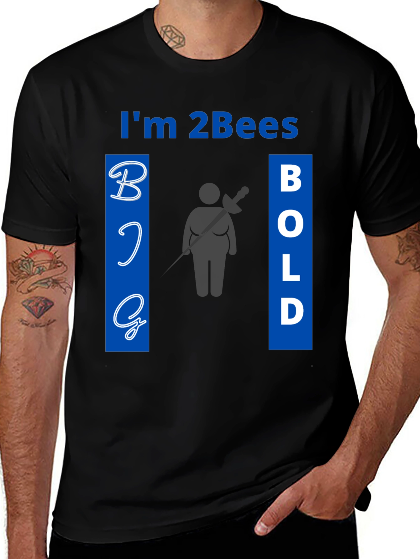 Im 2Bees Big Bold Black Graphic Tee Shirt