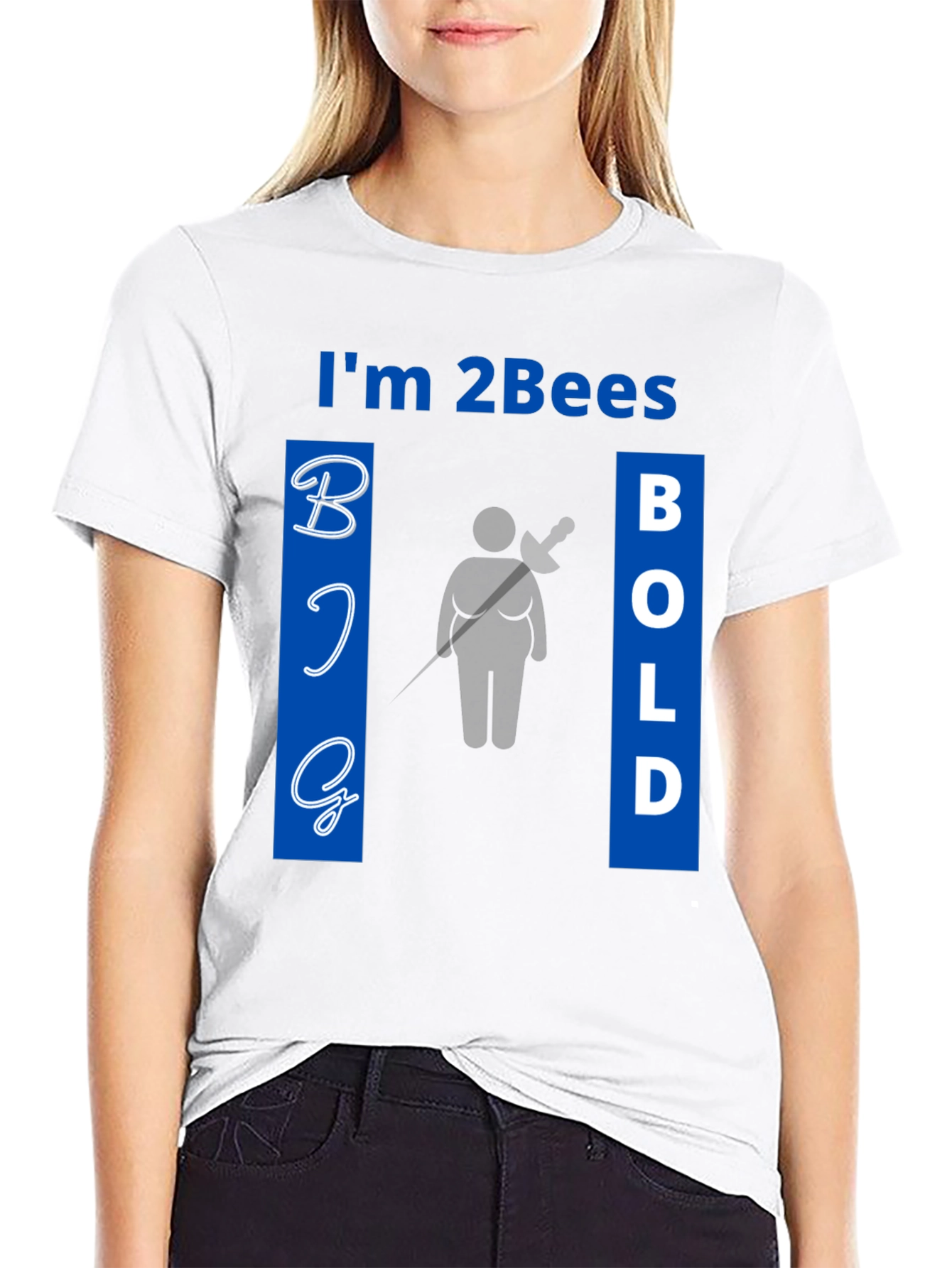 Im 2Bees Big Bold Black Graphic Tee Shirt