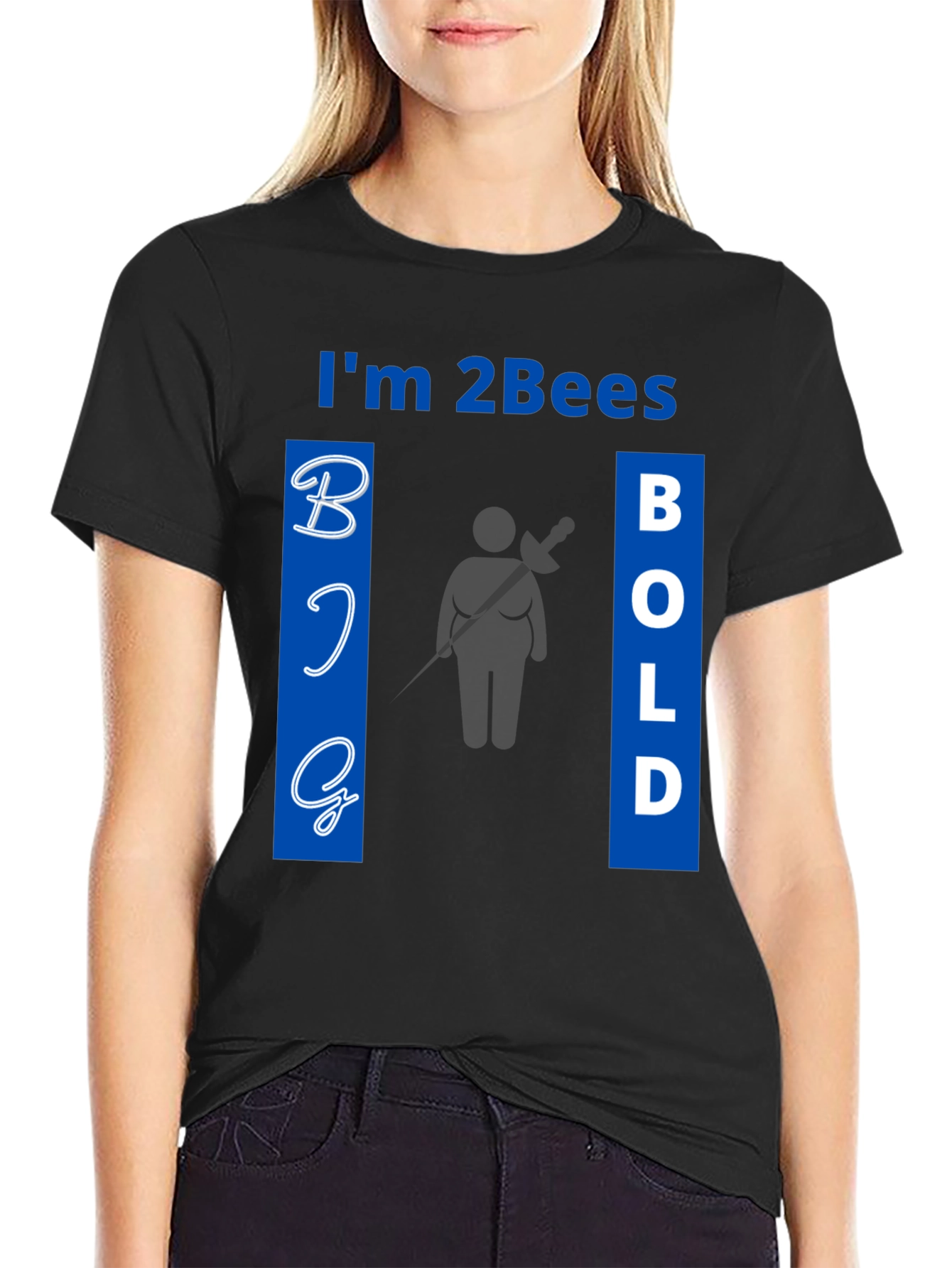 Im 2Bees Big Bold Black Graphic Tee Shirt