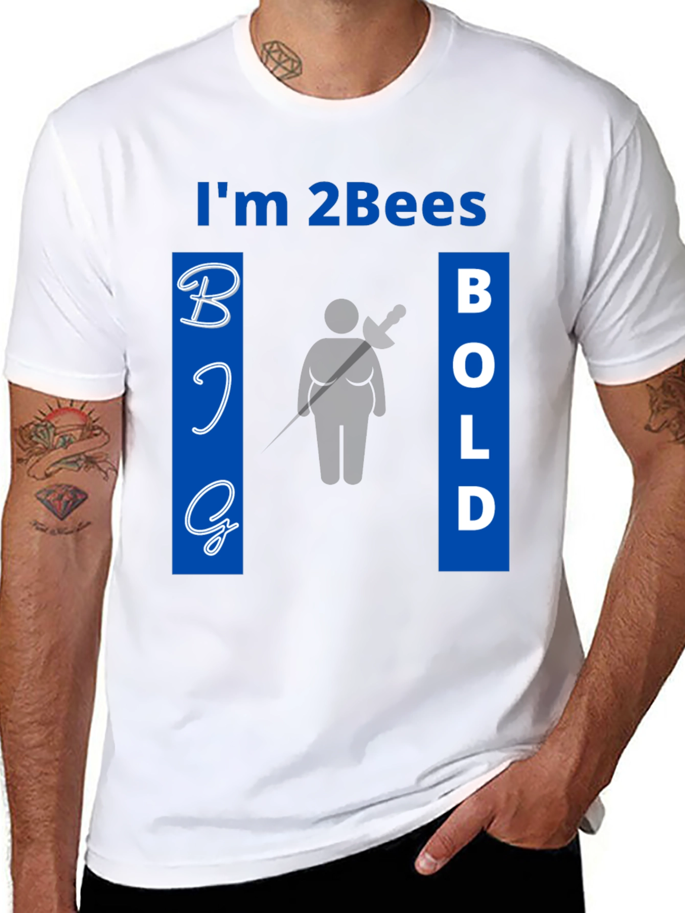 Im 2Bees Big Bold Black Graphic Tee Shirt