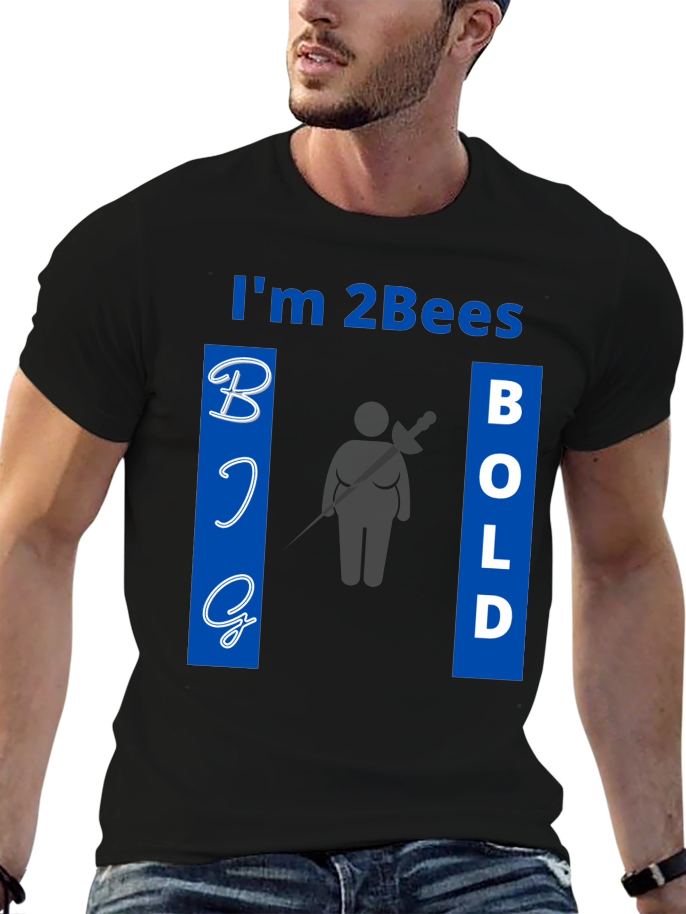 Im 2Bees Big Bold Black Graphic Tee Shirt
