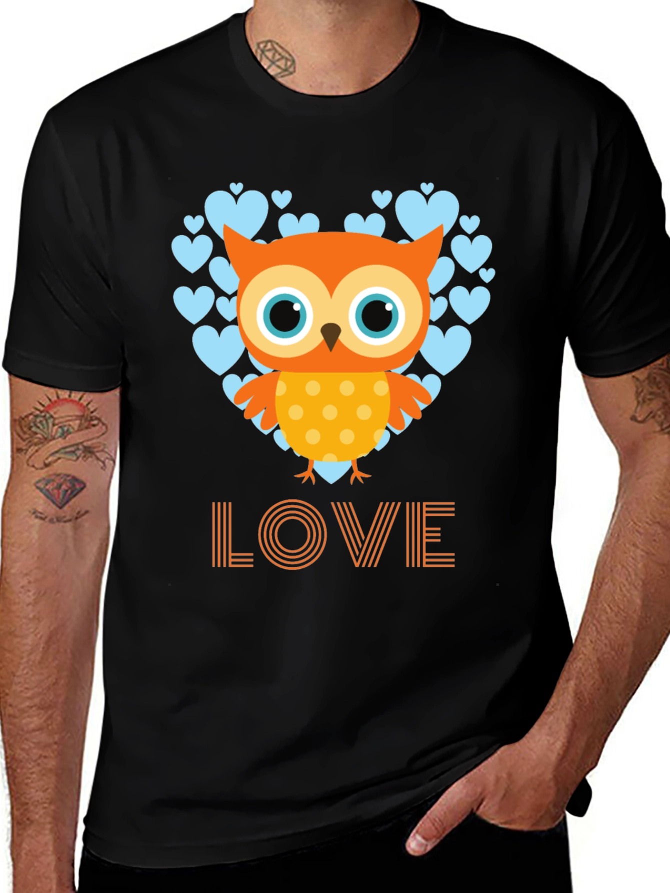 Owl Love Graphic Tee - Mens Black T-Shirt
