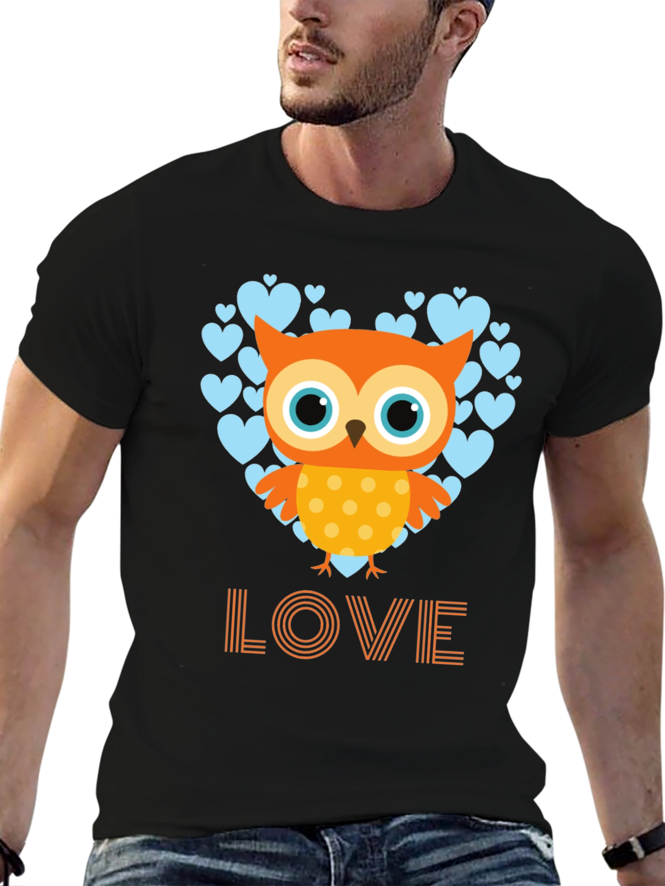 Owl Love Graphic Tee - Mens Black T-Shirt