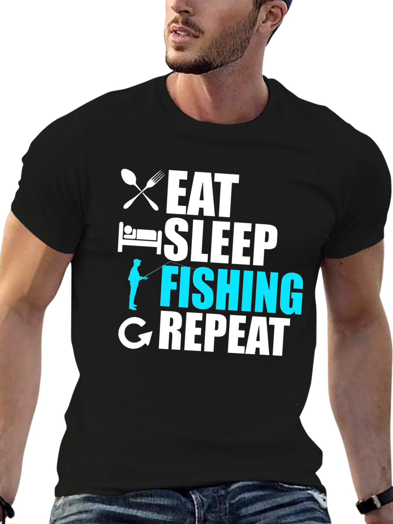 Eat Sleep Fishing Repeat Graphic T-Shirt