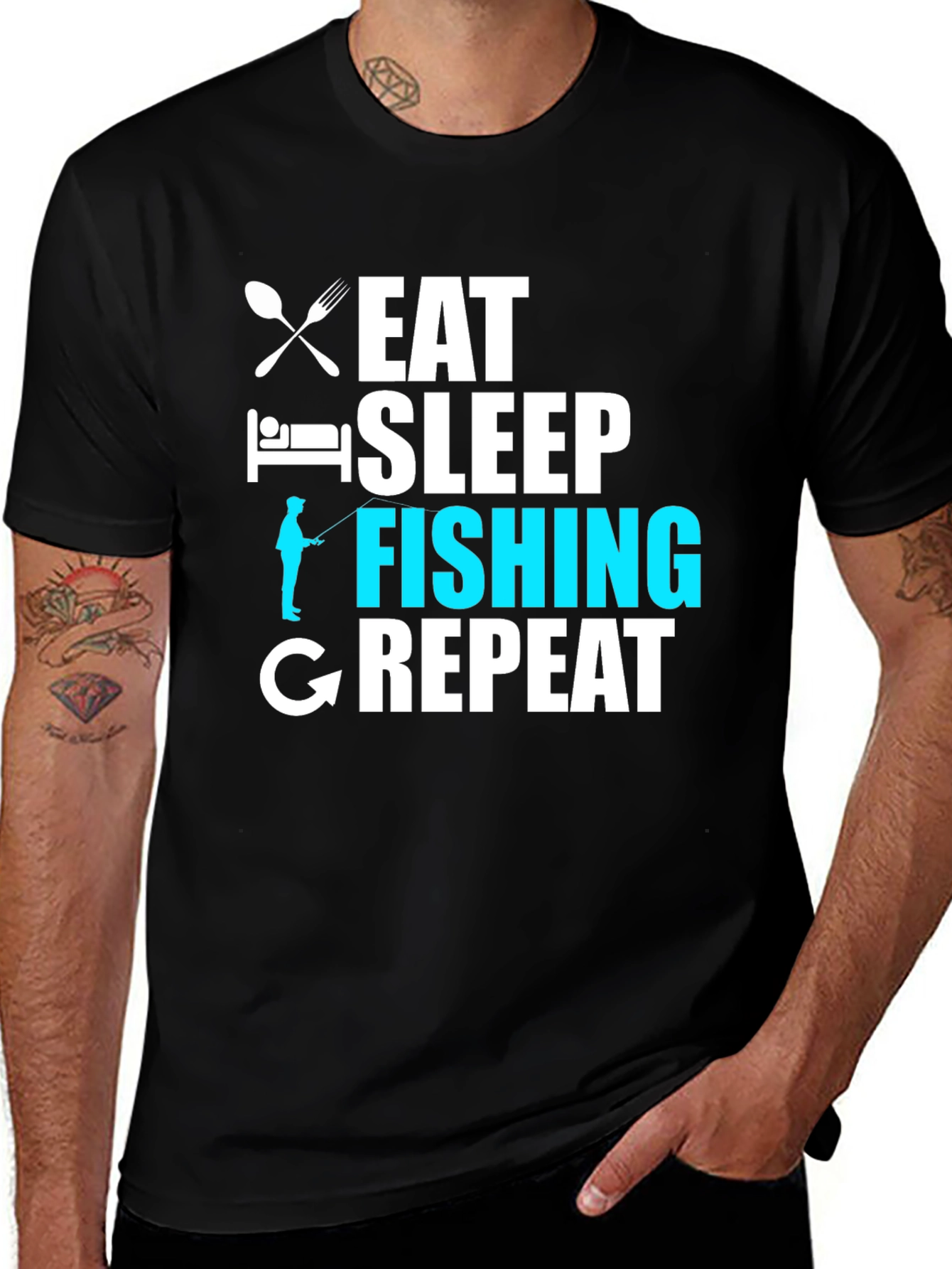 Eat Sleep Fishing Repeat Graphic T-Shirt