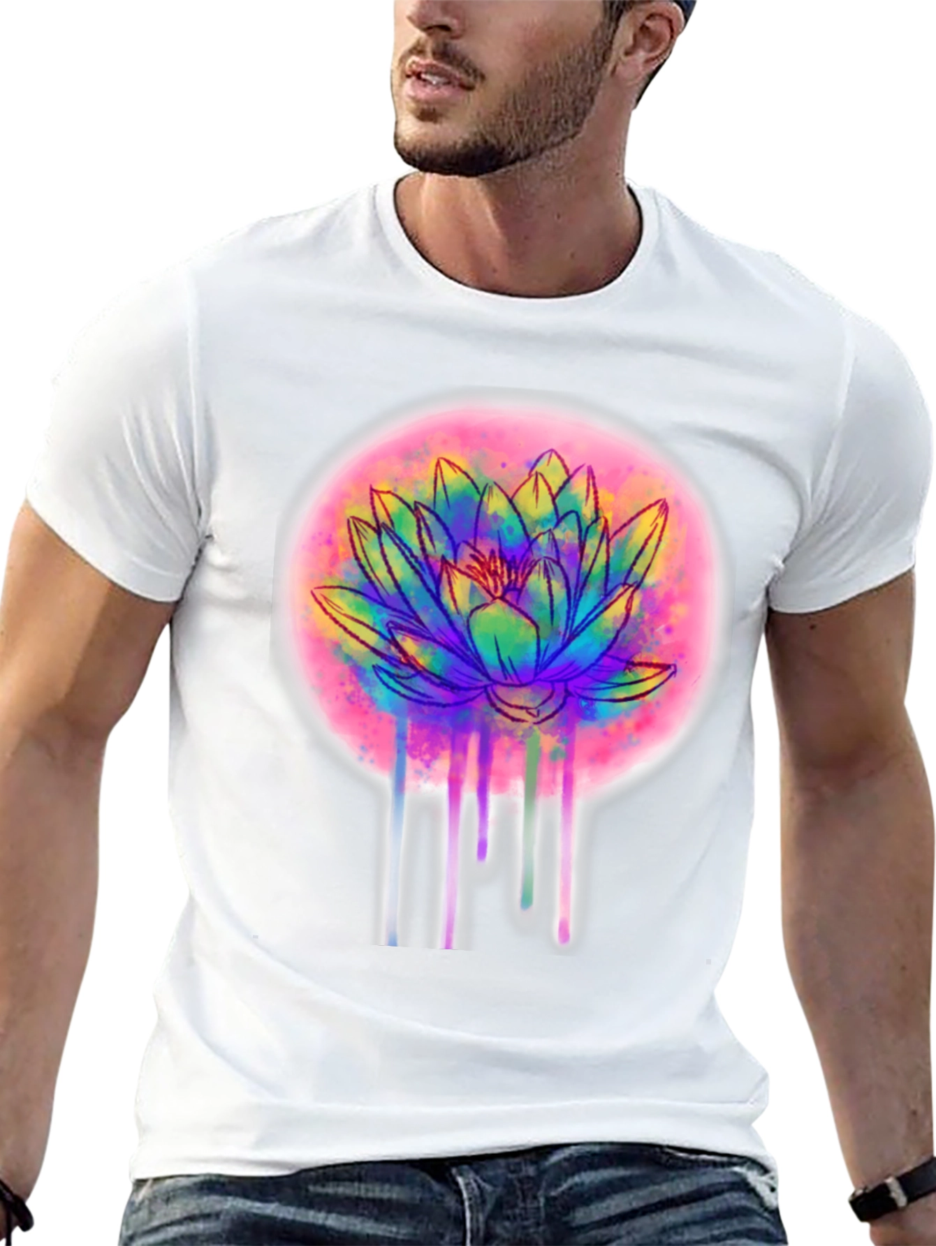 Lotus Flower T-Shirt - Artistic Dripping Design