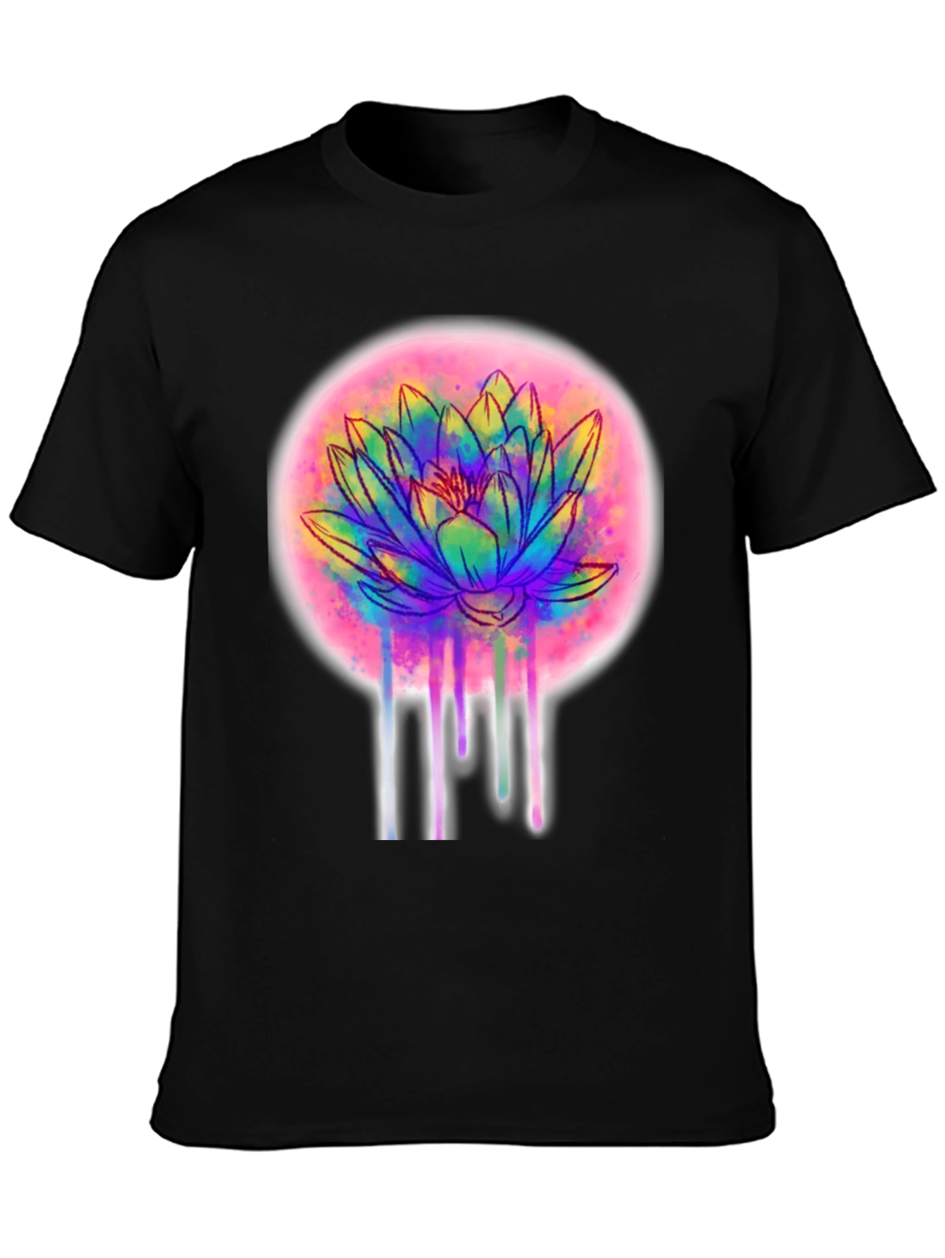Lotus Flower T-Shirt - Artistic Dripping Design