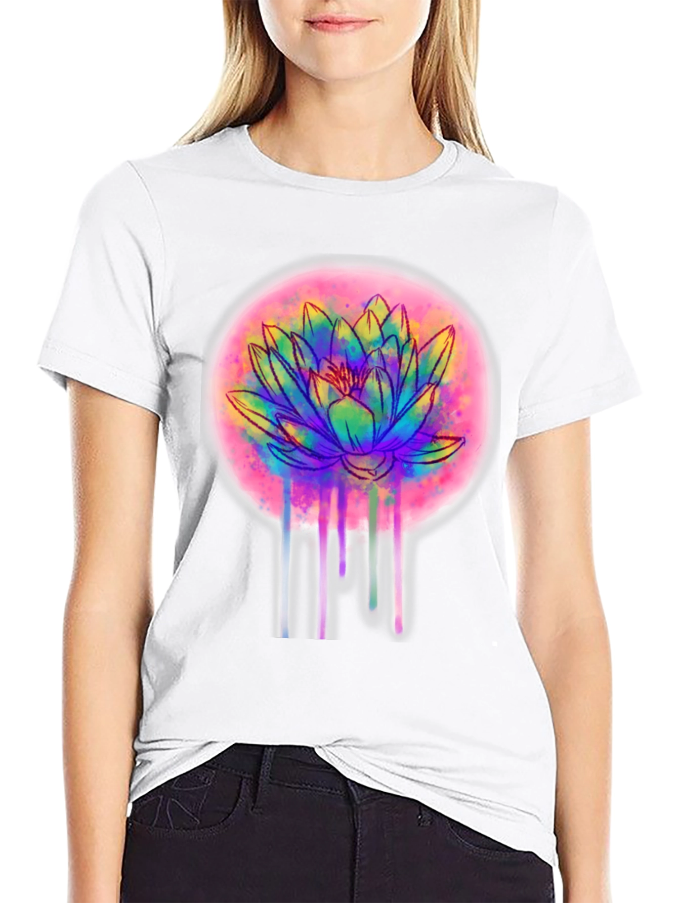 Lotus Flower T-Shirt - Artistic Dripping Design