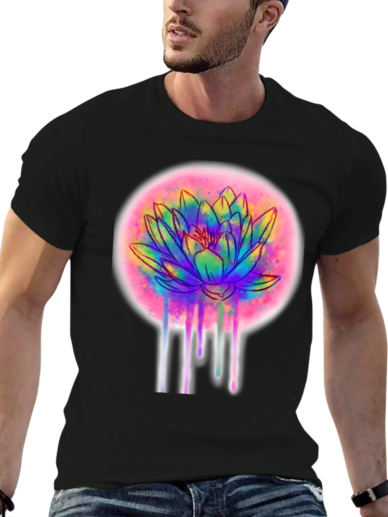 Lotus Flower T-Shirt - Artistic Dripping Design