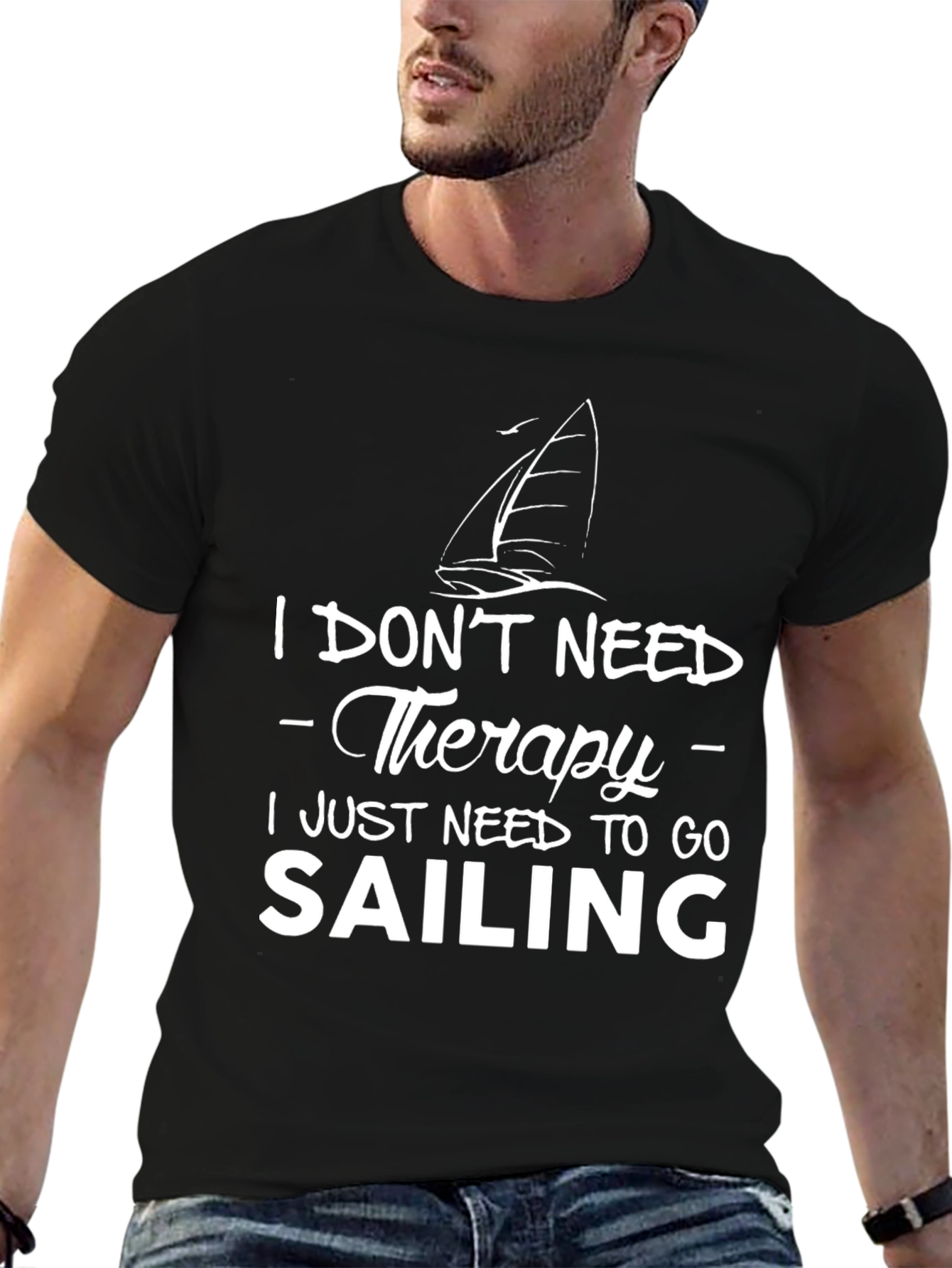 Sailing Therapy T-Shirt - Black Cotton Tee
