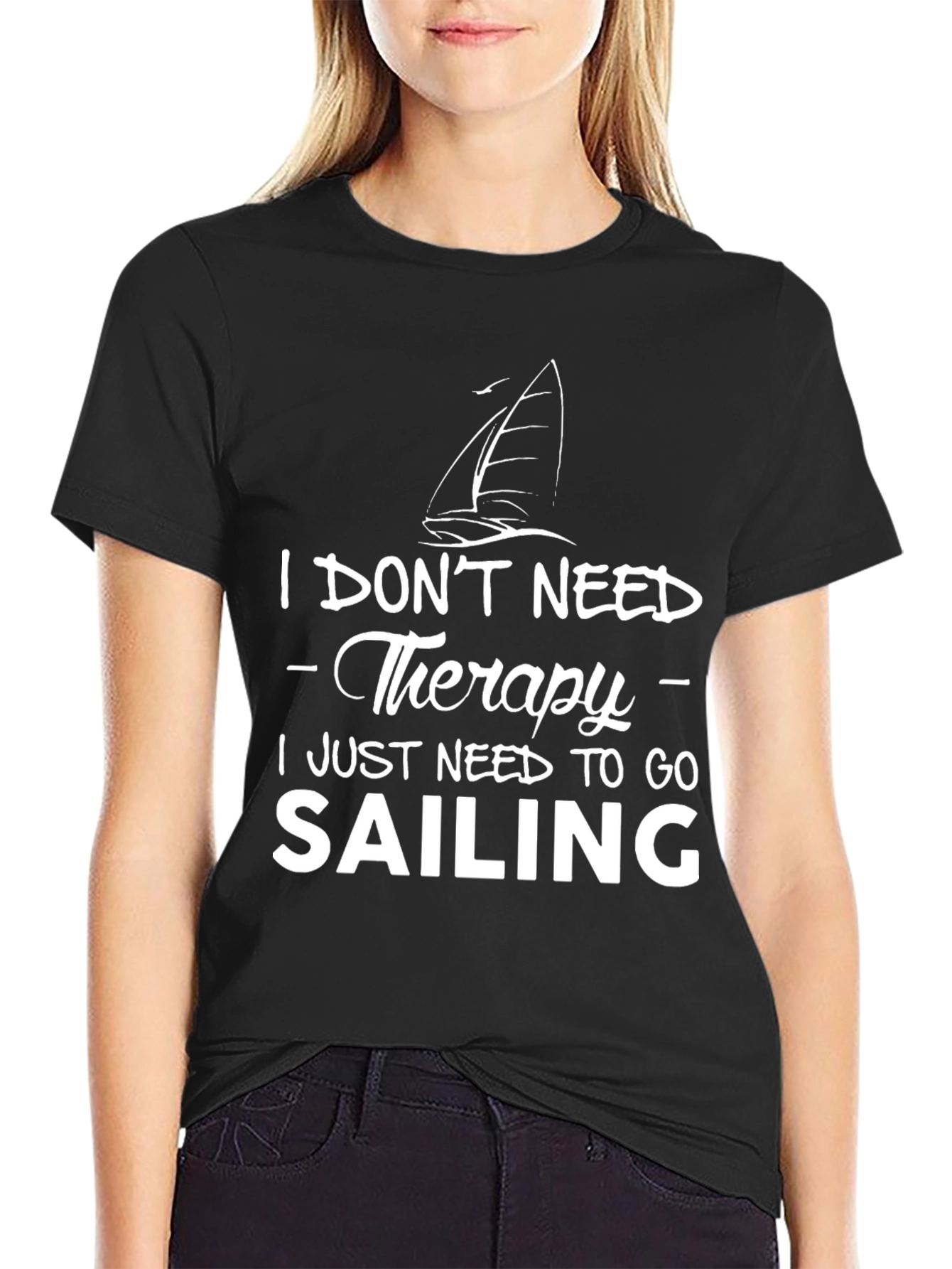 Sailing Therapy T-Shirt - Black Cotton Tee