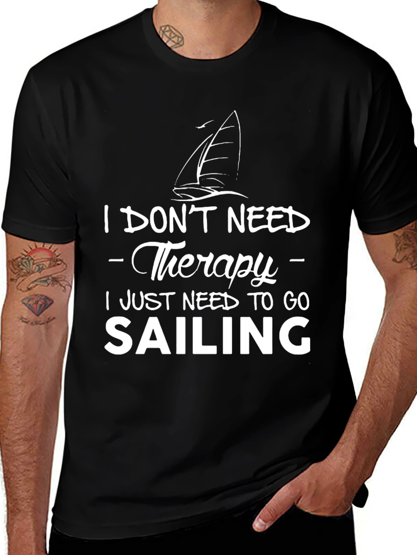 Sailing Therapy T-Shirt - Black Cotton Tee