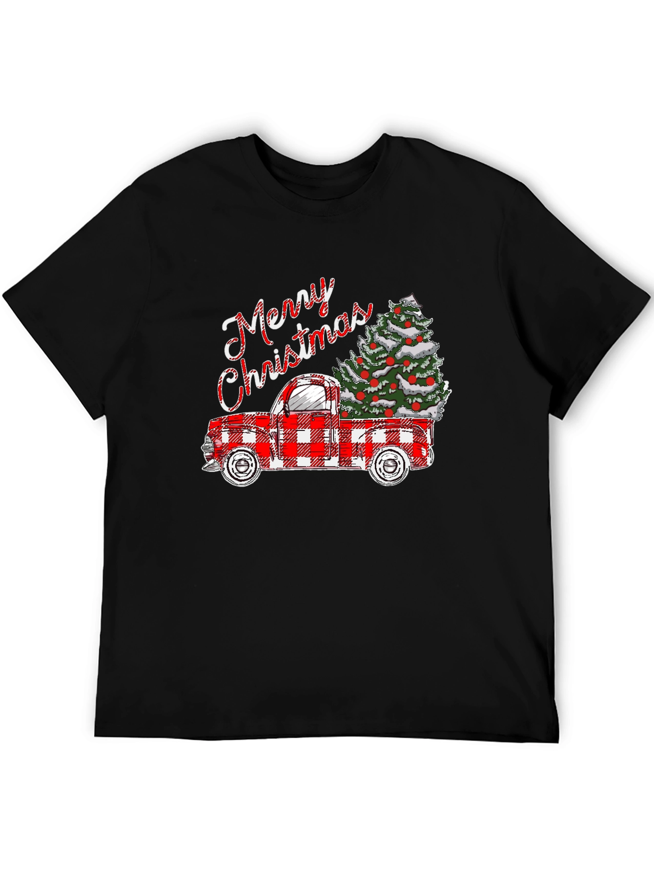 Merry Christmas Plaid Truck T-Shirt