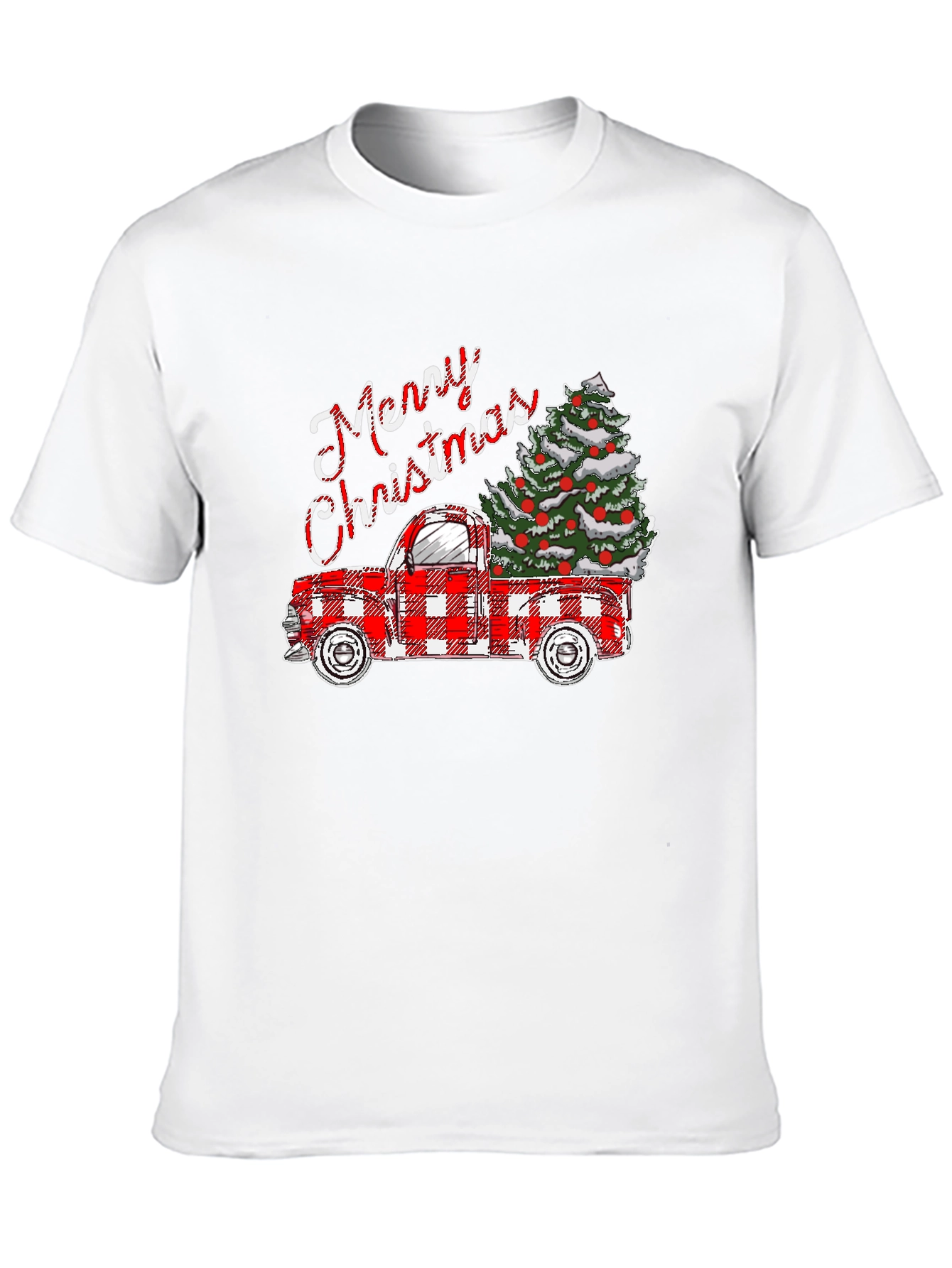 Merry Christmas Plaid Truck T-Shirt