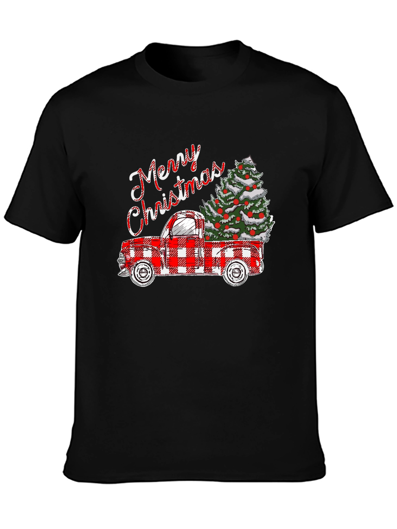 Merry Christmas Plaid Truck T-Shirt