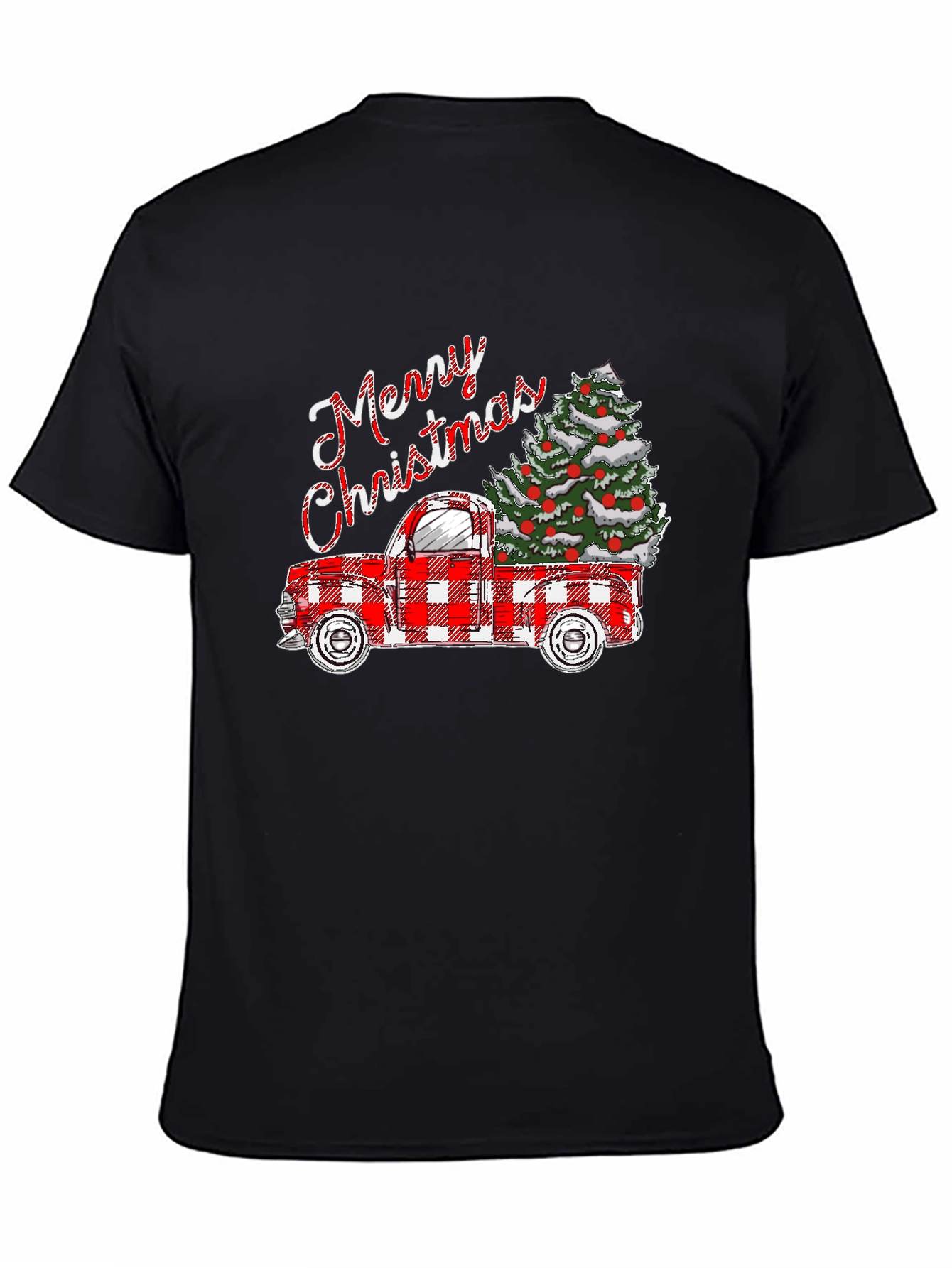 Merry Christmas Plaid Truck T-Shirt