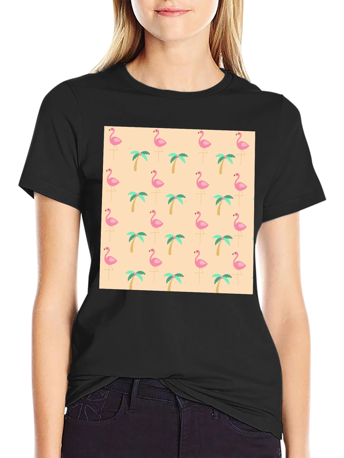 Tropical Flamingo & Palm Tree T-Shirt