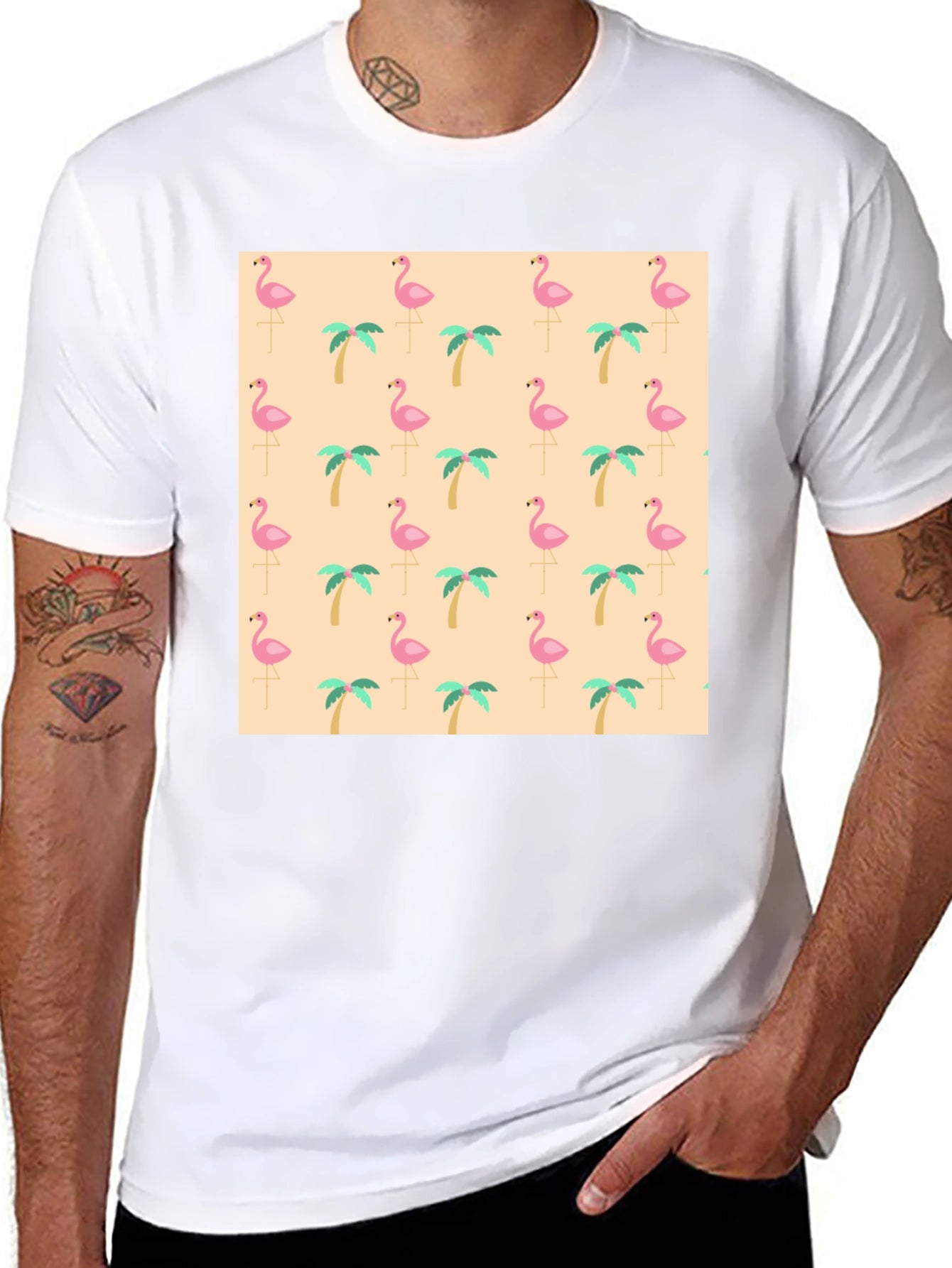 Tropical Flamingo & Palm Tree T-Shirt