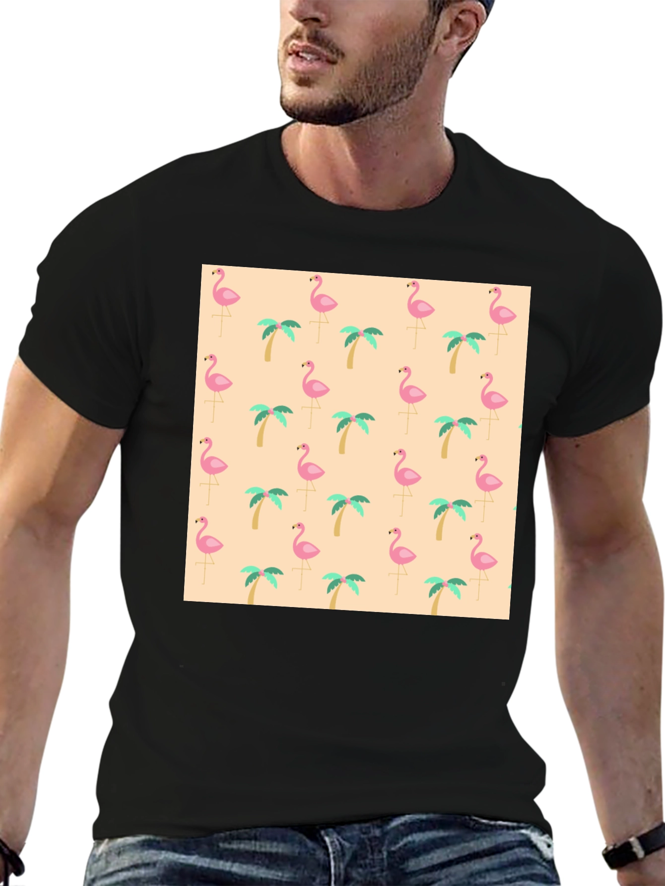 Tropical Flamingo & Palm Tree T-Shirt