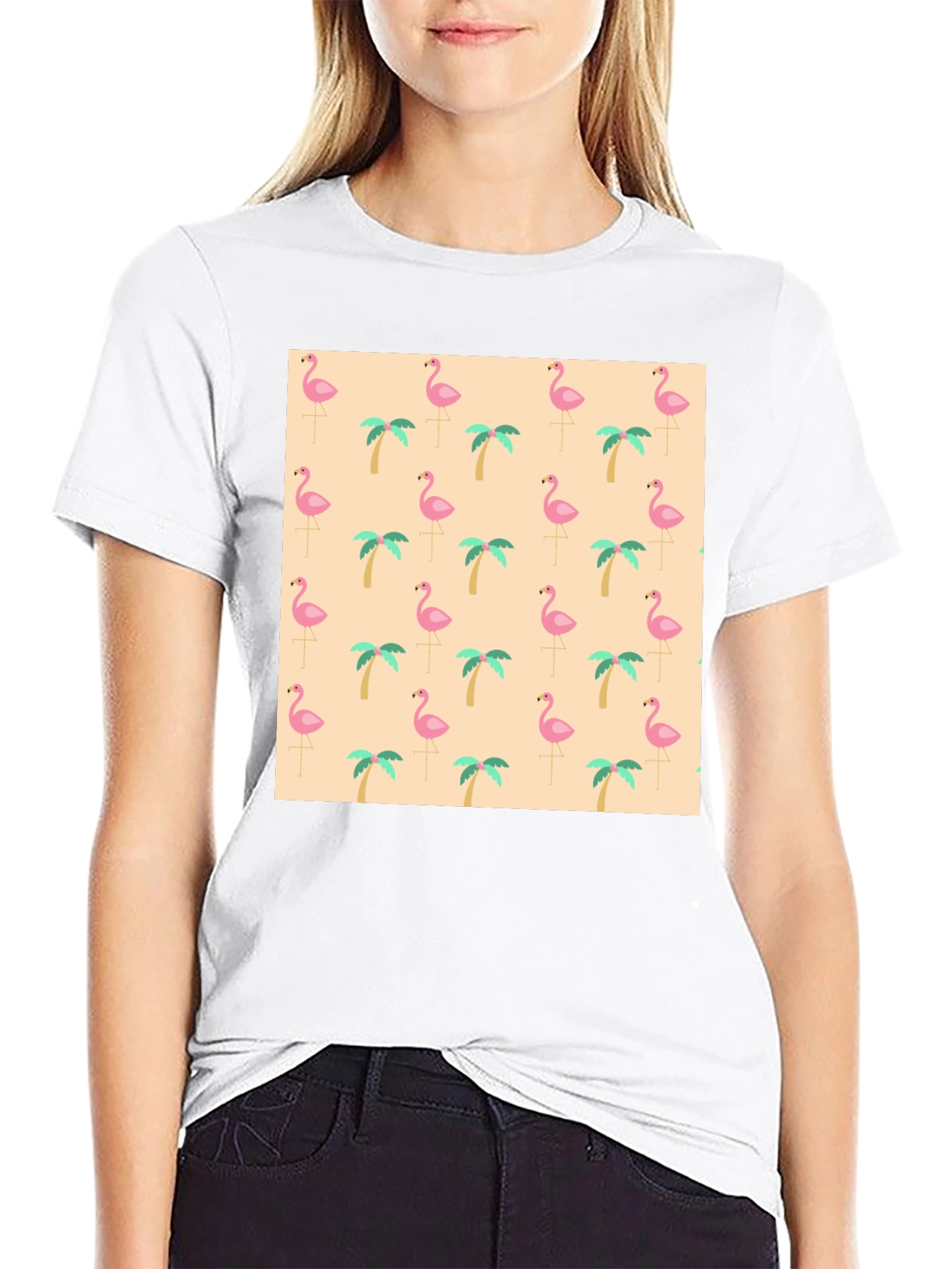 Tropical Flamingo & Palm Tree T-Shirt
