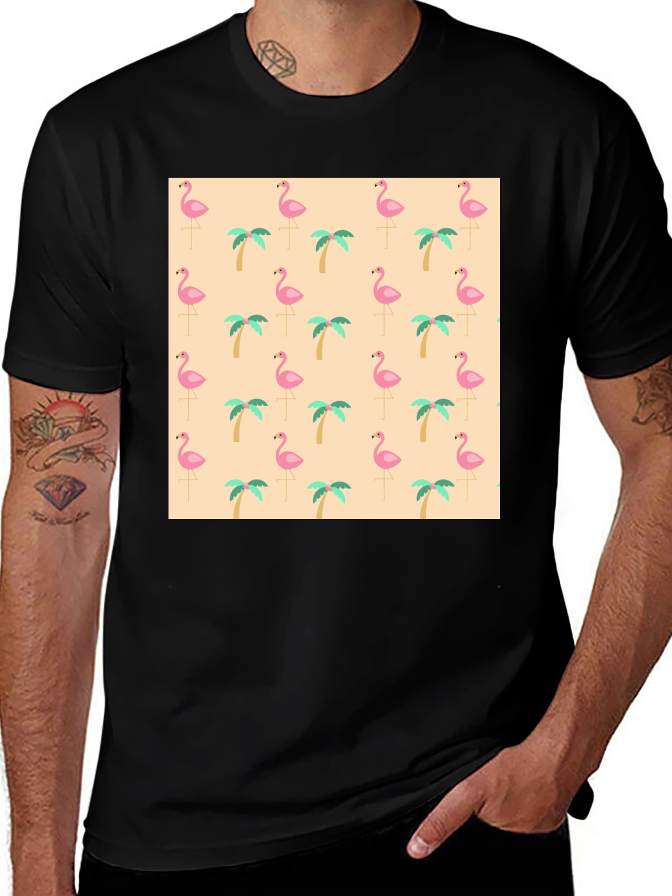 Tropical Flamingo & Palm Tree T-Shirt