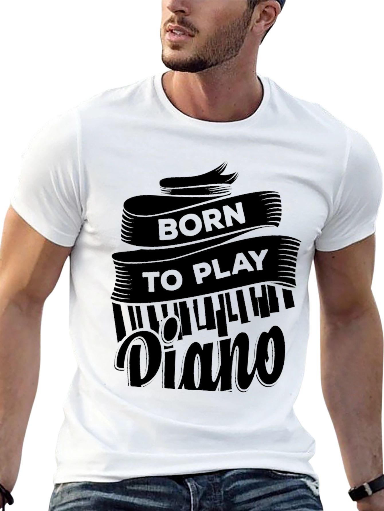 Born To Play Piano Black T-Shirt