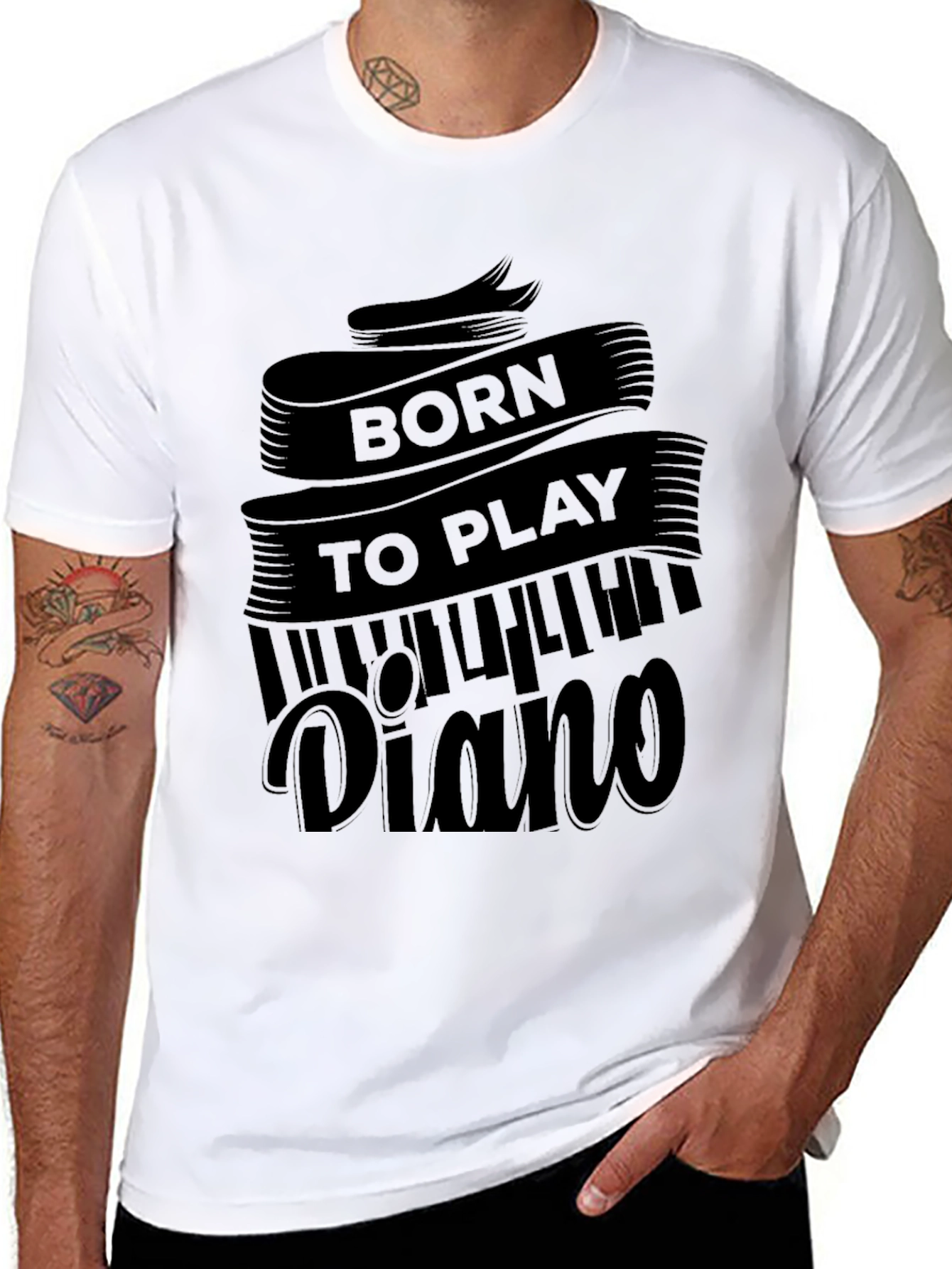 Born To Play Piano Black T-Shirt
