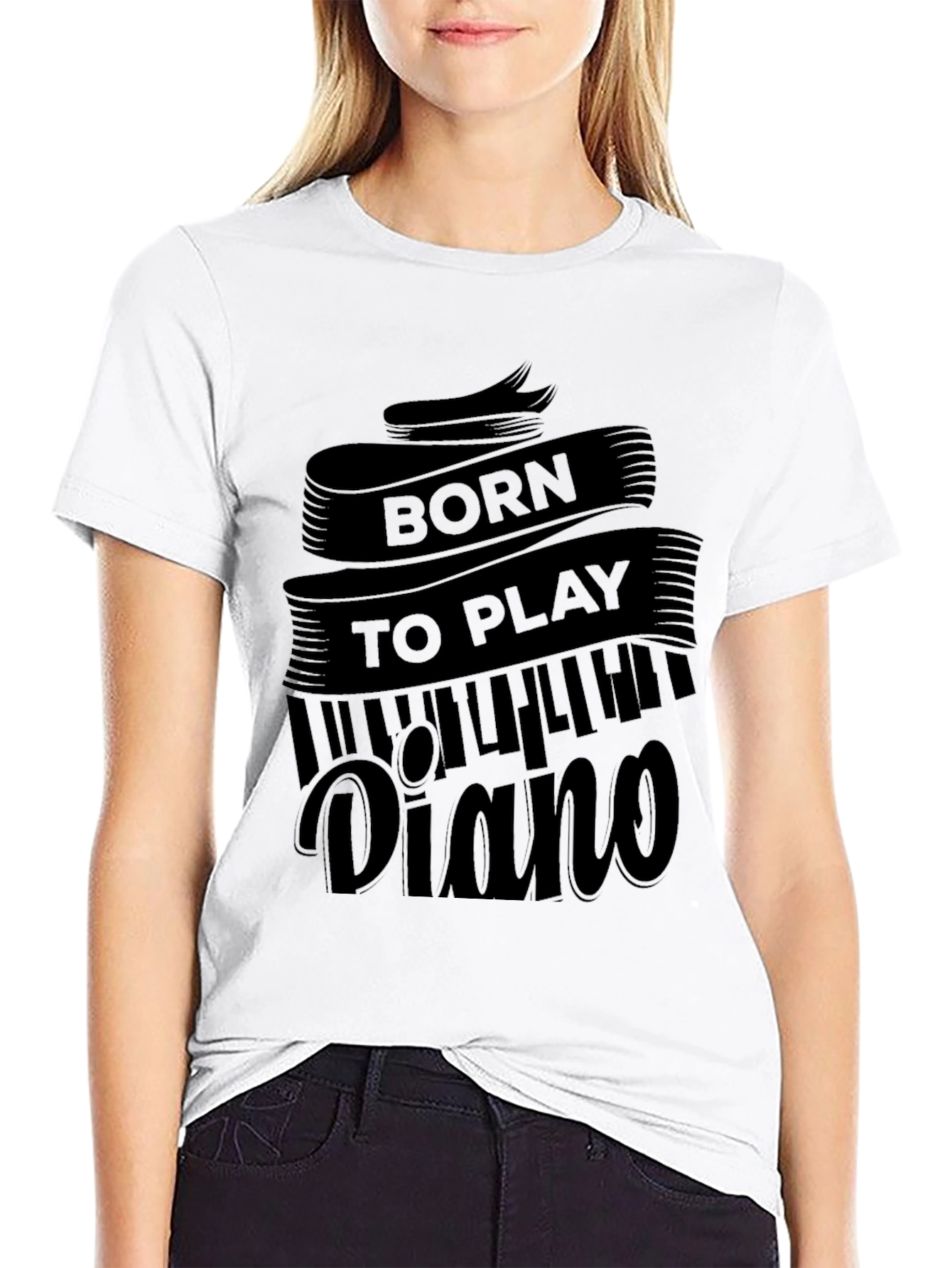 Born To Play Piano Black T-Shirt