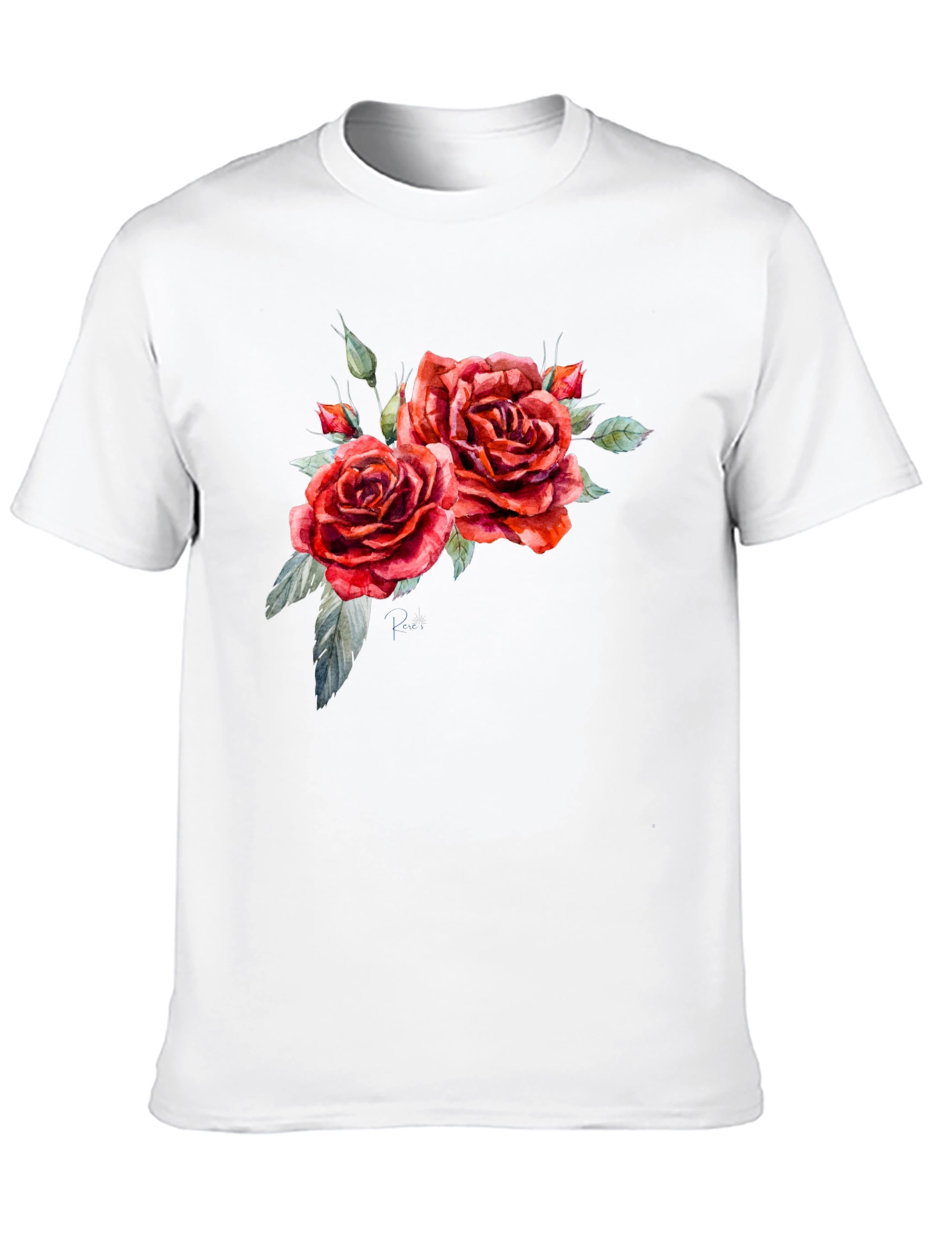 Floral Roses Print Black T-Shirt