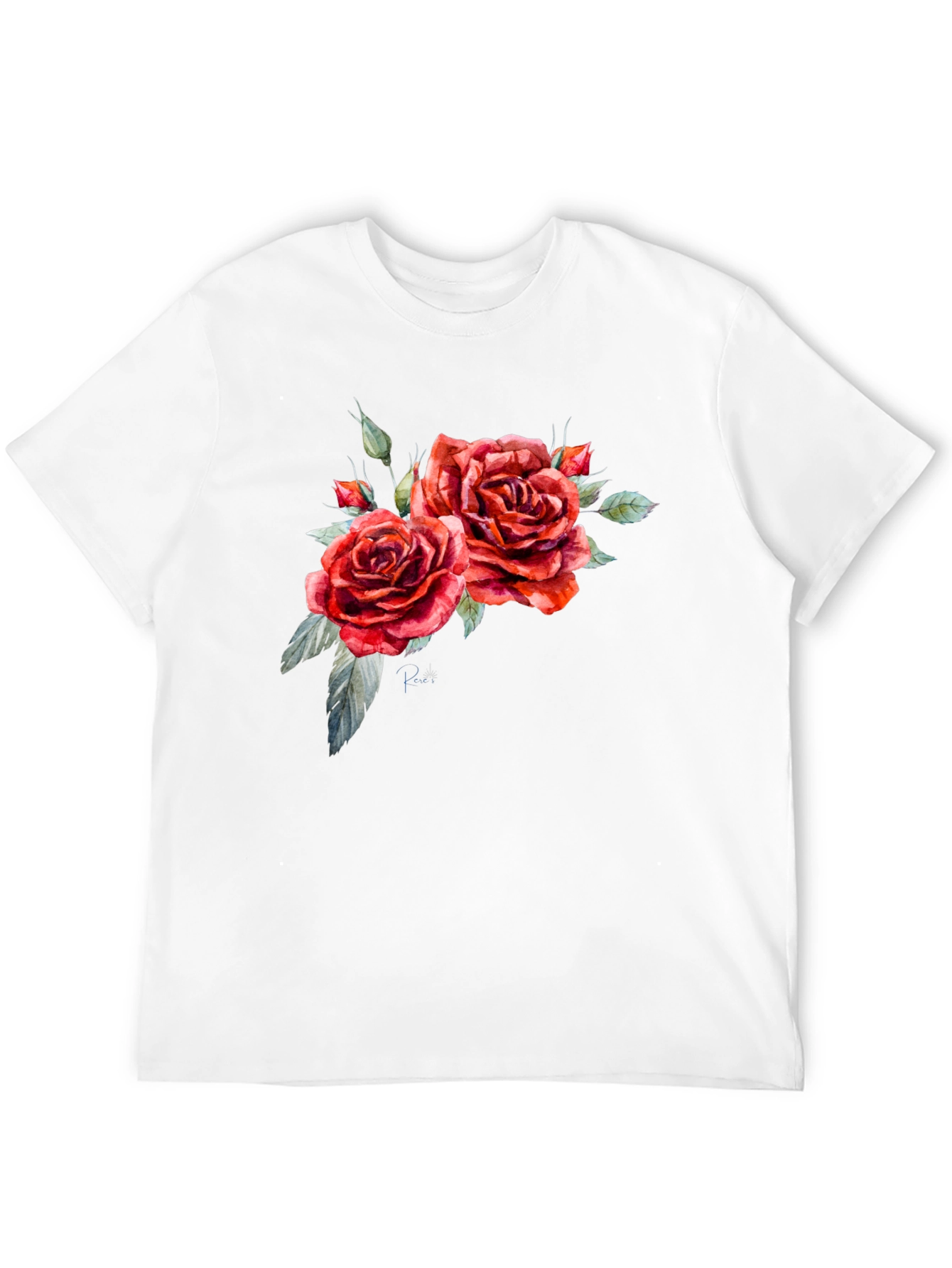 Floral Roses Print Black T-Shirt