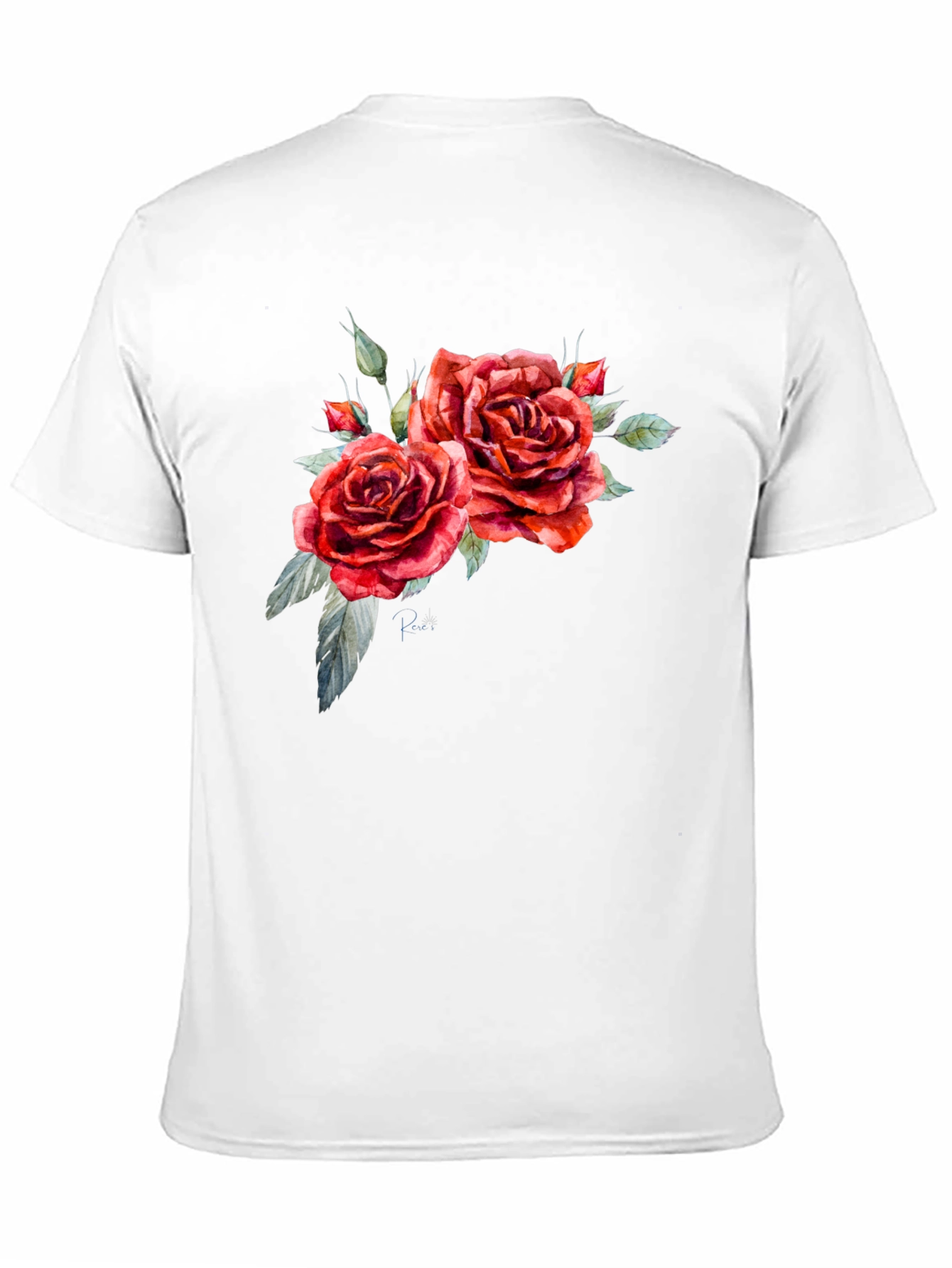 Floral Roses Print Black T-Shirt