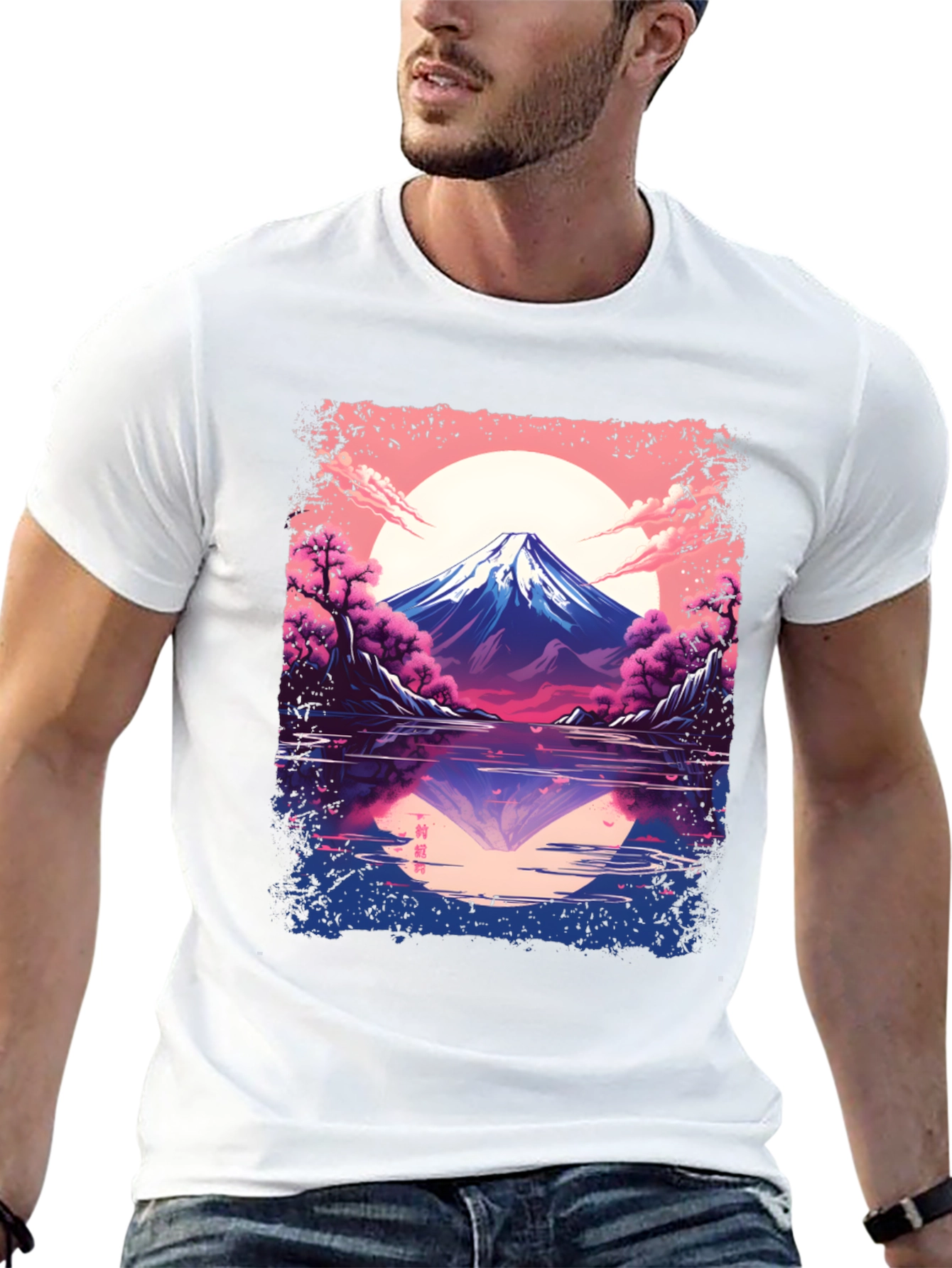 Mount Fuji Reflection Graphic Tee - Black