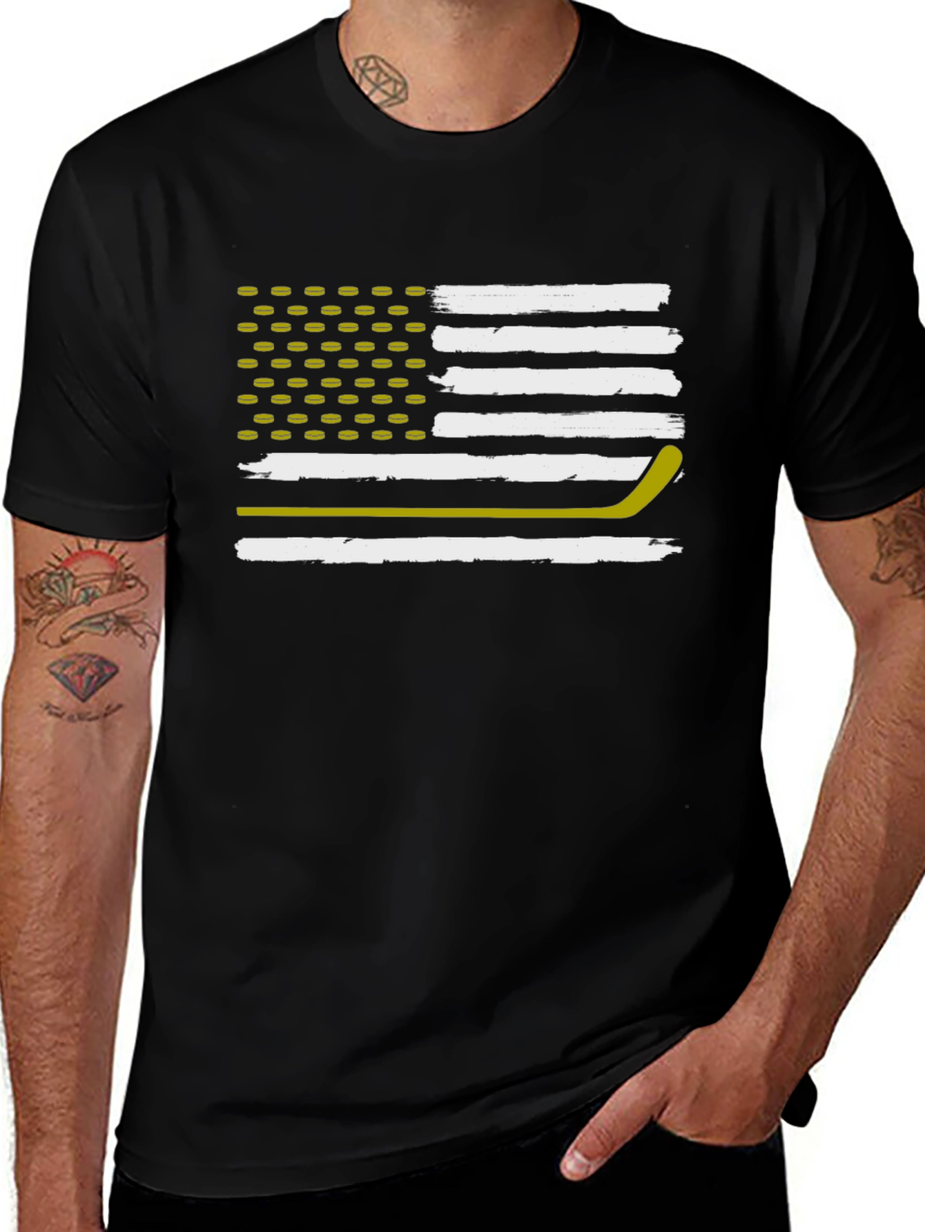 Hockey Flag T-Shirt: Patriotic USA Hockey Fan Tee