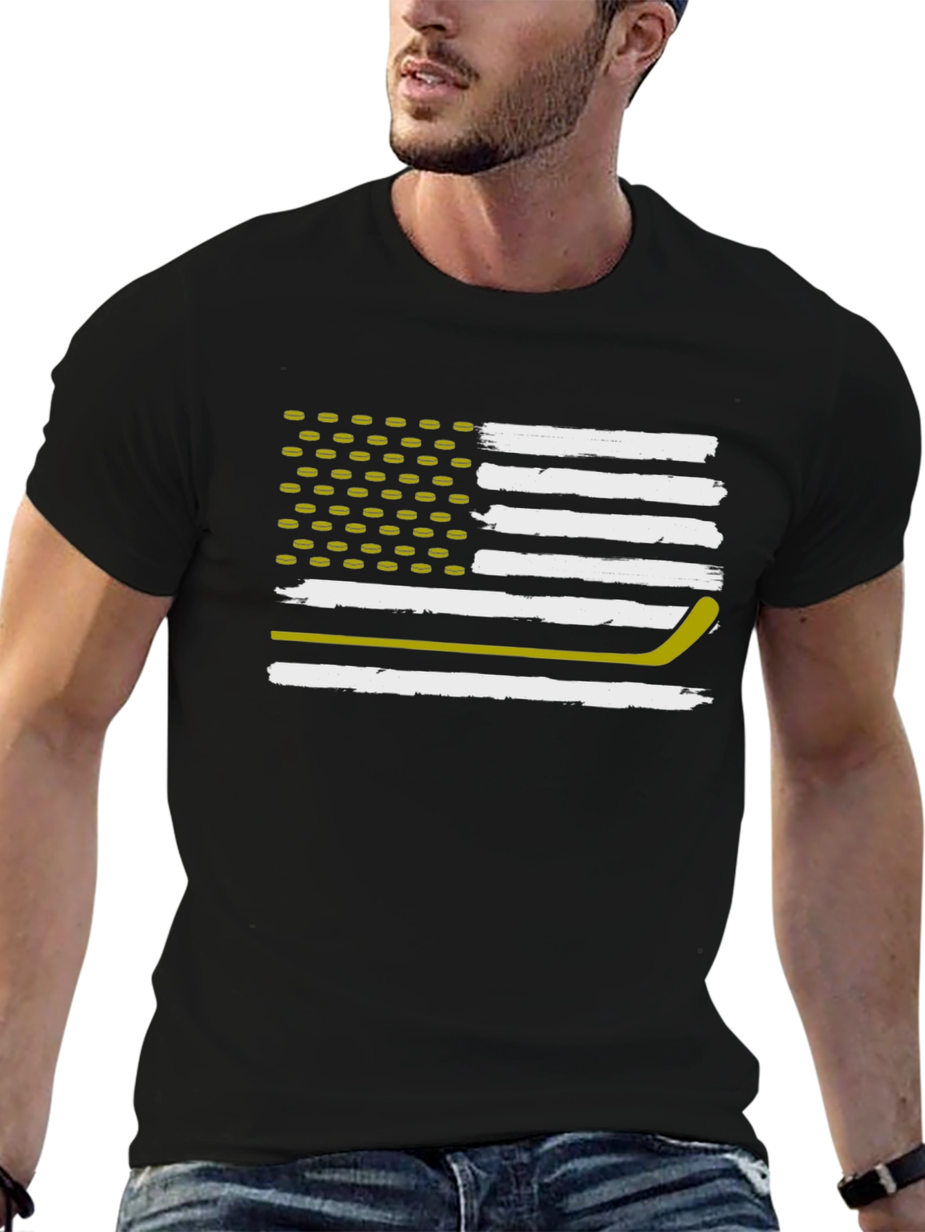 Hockey Flag T-Shirt: Patriotic USA Hockey Fan Tee