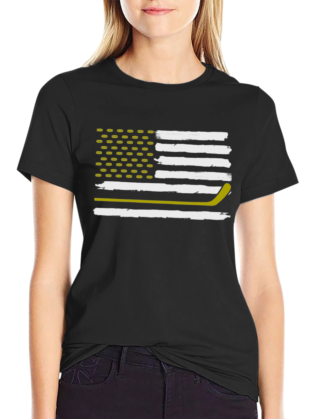 Hockey Flag T-Shirt: Patriotic USA Hockey Fan Tee
