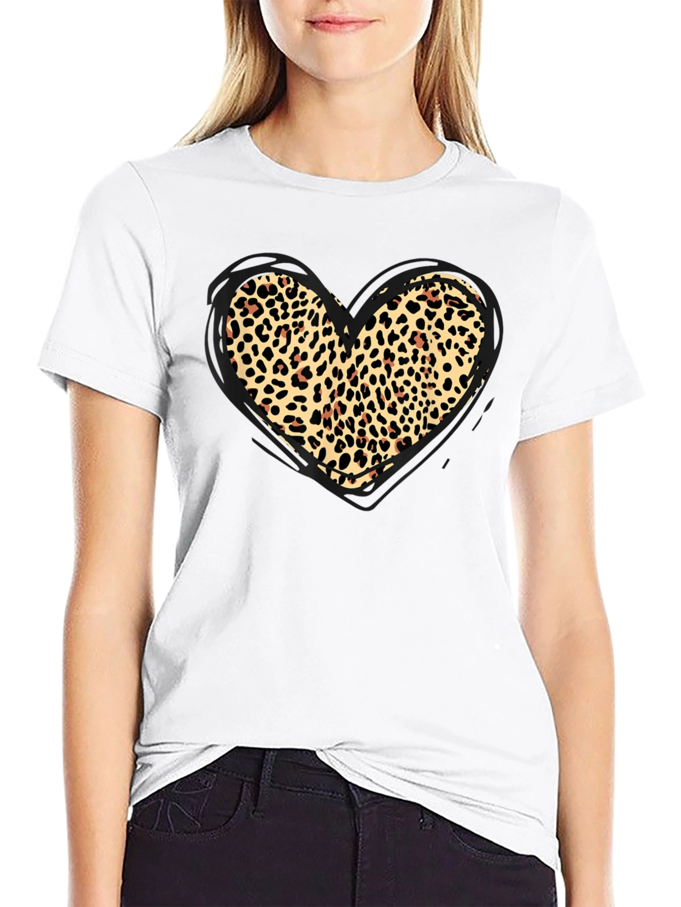 Leopard Print Heart Graphic Tee