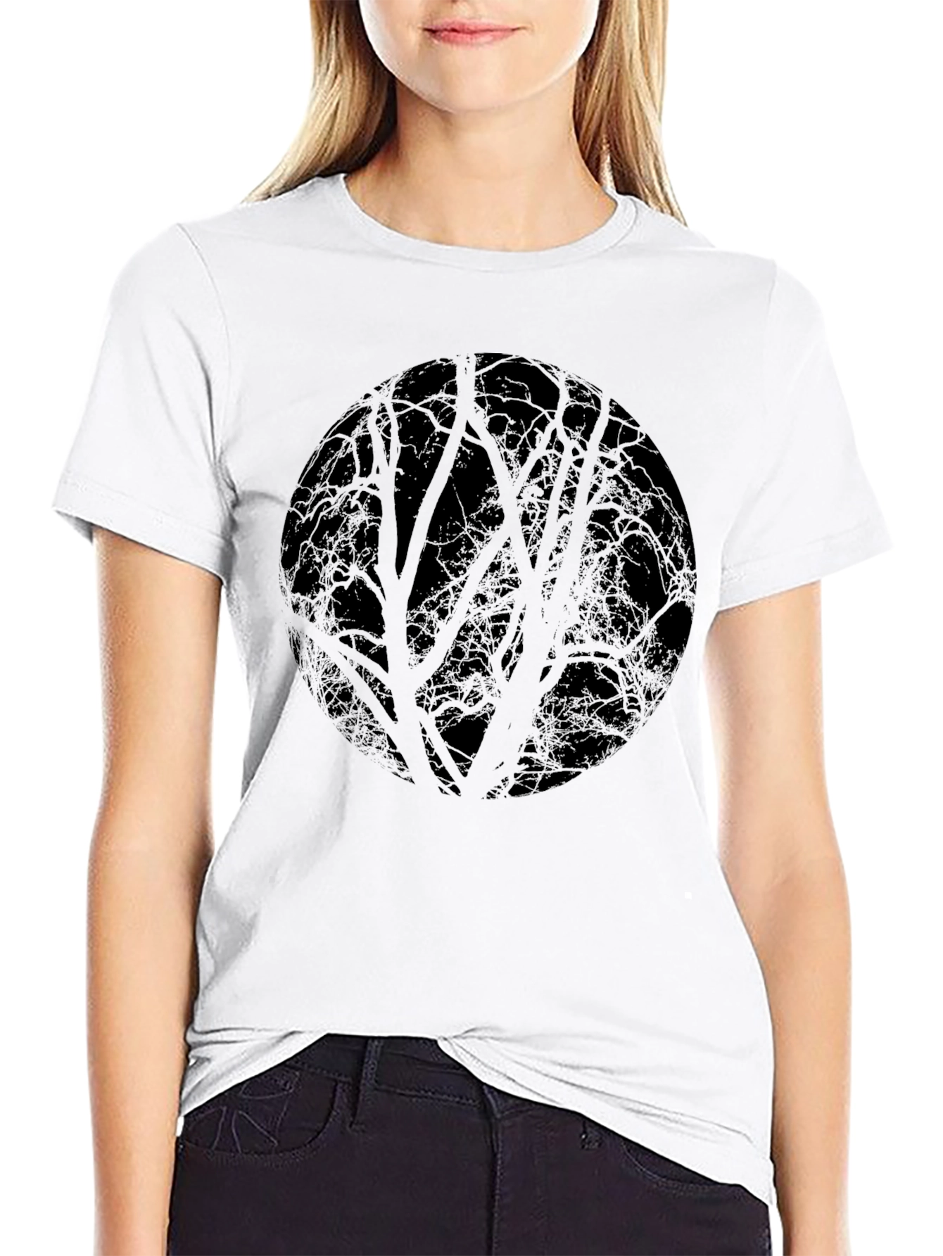 Abstract Tree Circle Black T-Shirt