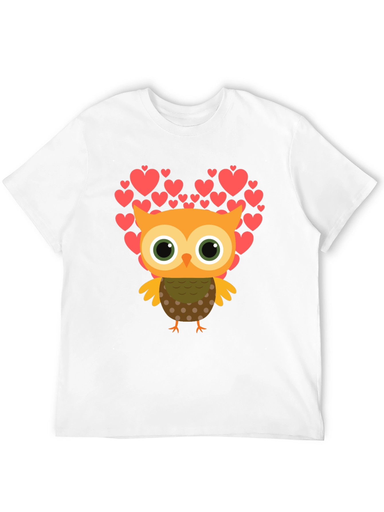 Owl Love Heart T-Shirt - Mens Black Tee