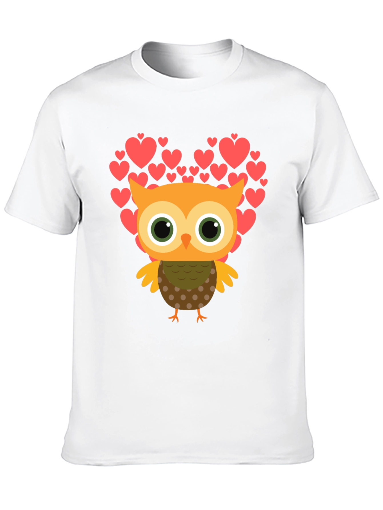 Owl Love Heart T-Shirt - Mens Black Tee