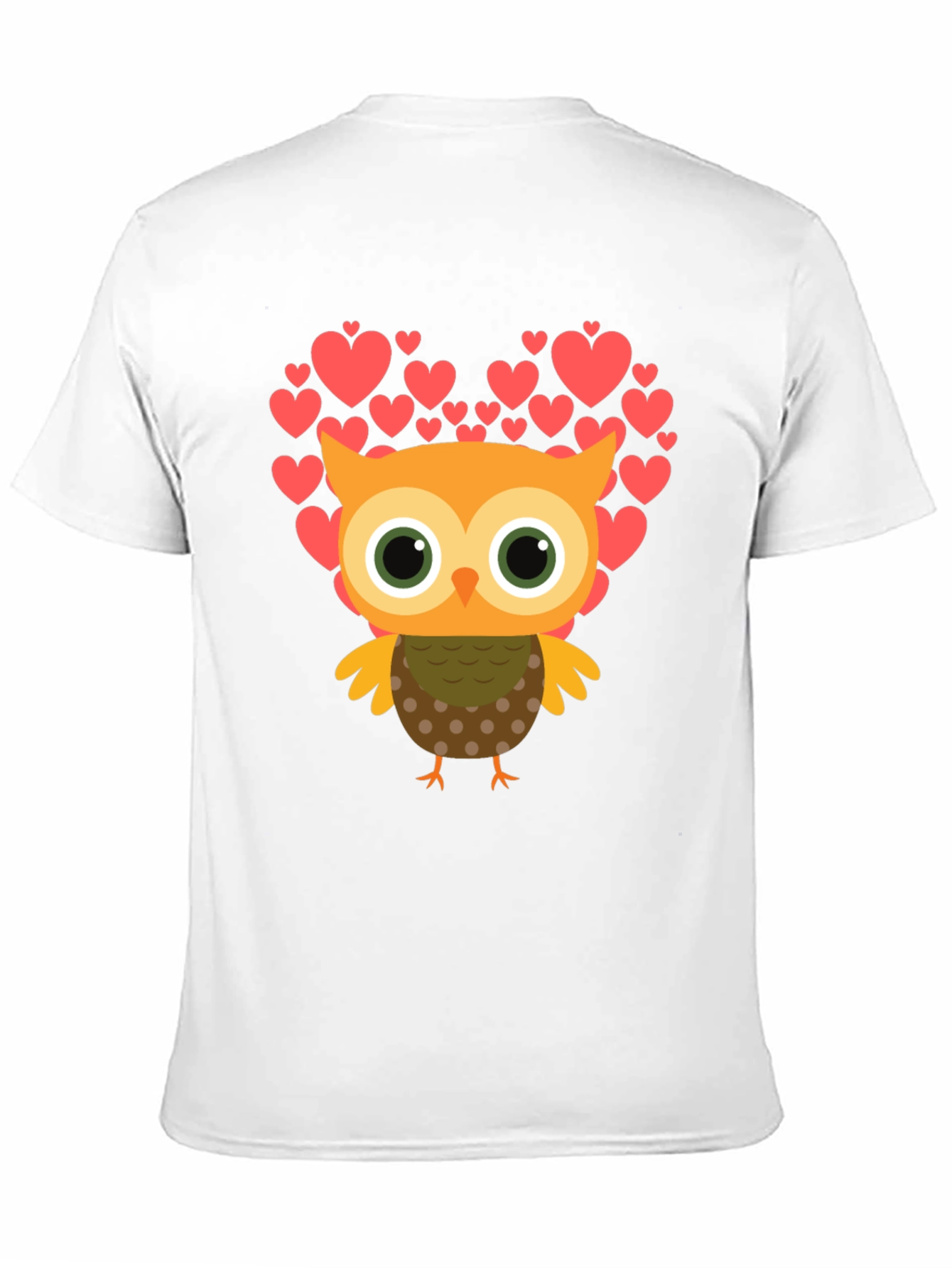 Owl Love Heart T-Shirt - Mens Black Tee