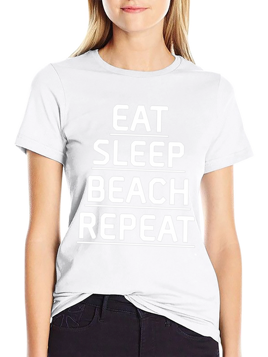 Eat Sleep Beach Repeat Black Graphic Tee