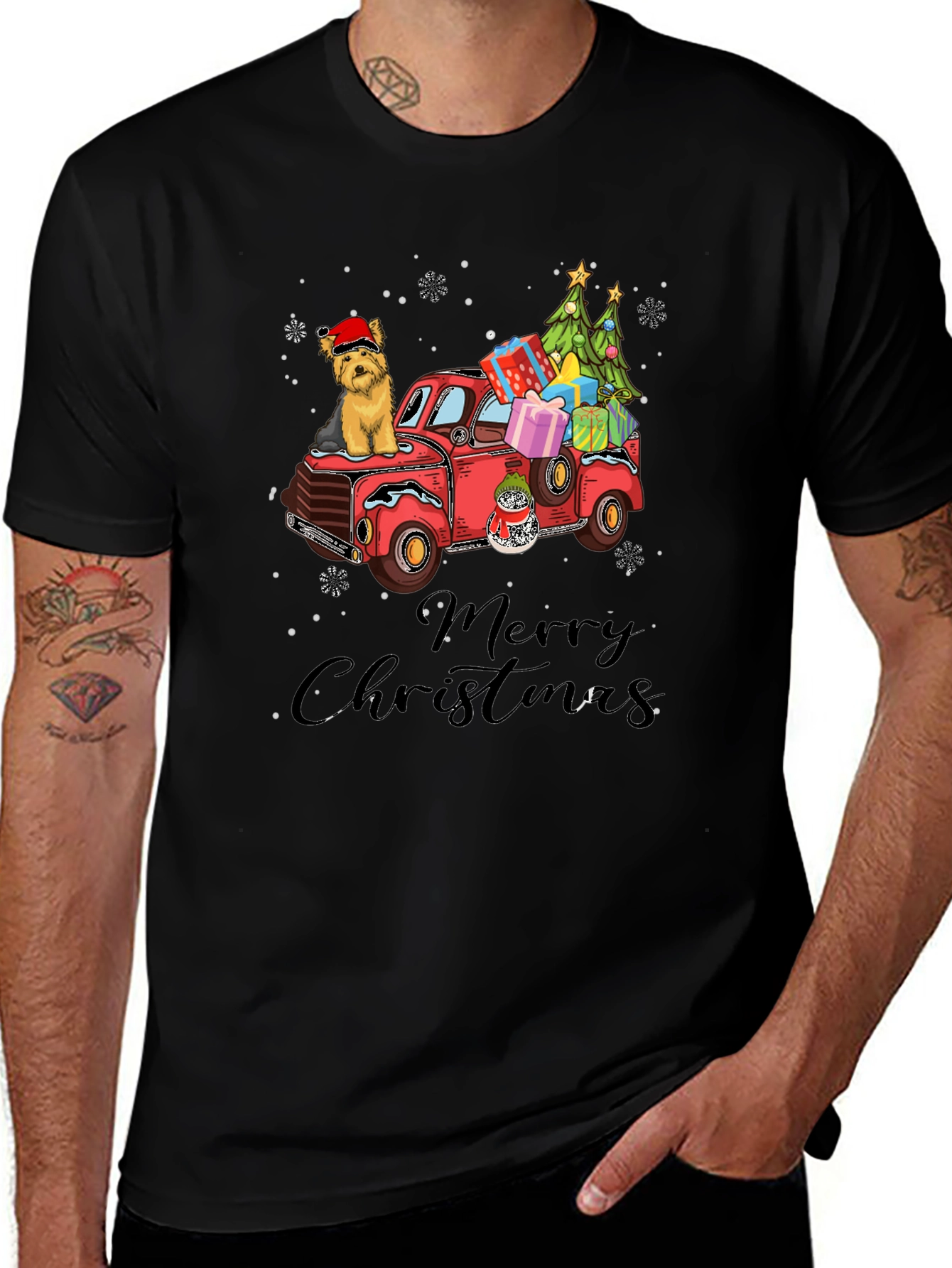 Merry Christmas Dog Truck T-Shirt