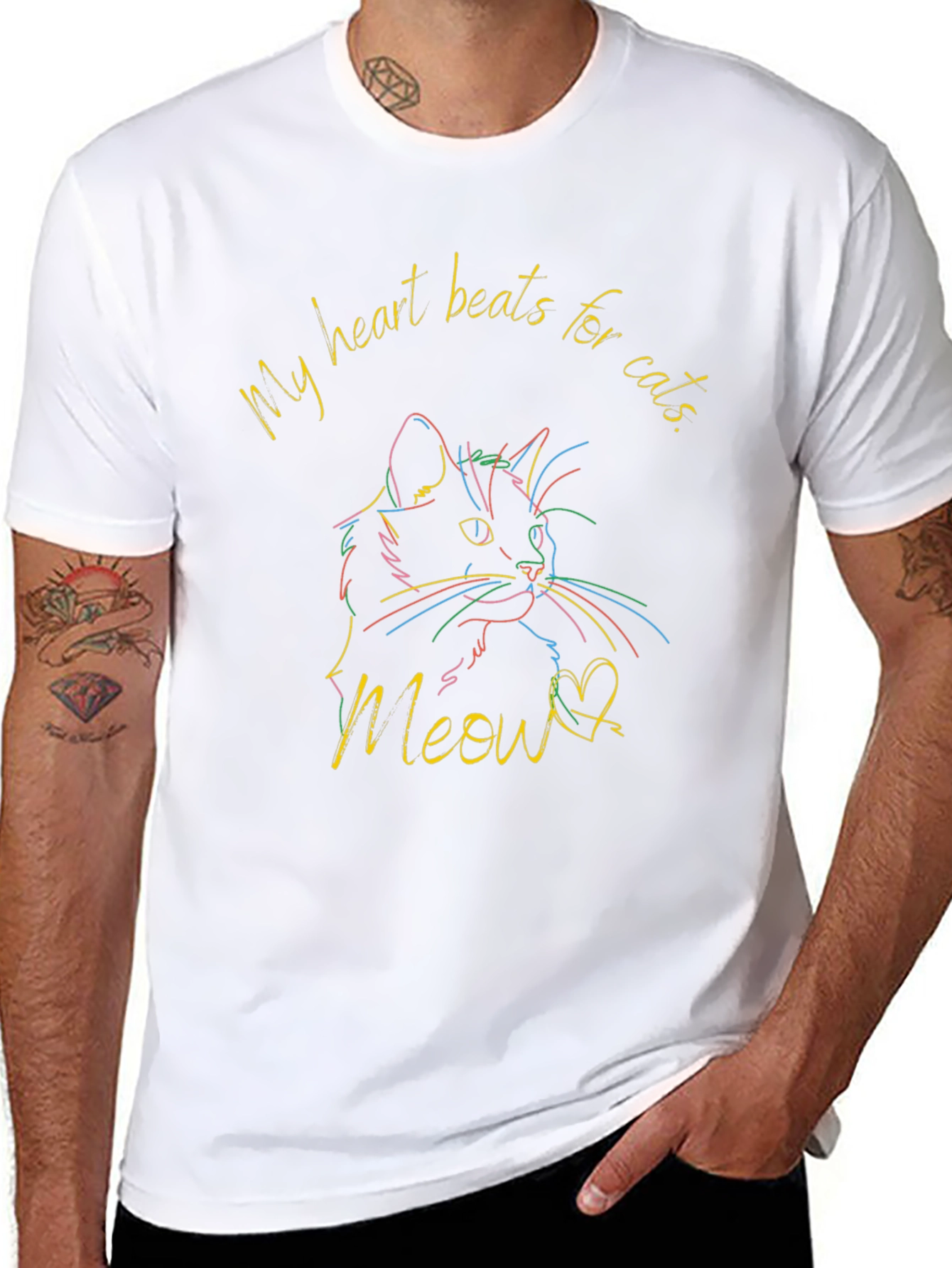 My Heart Beats for Cats Graphic T-Shirt