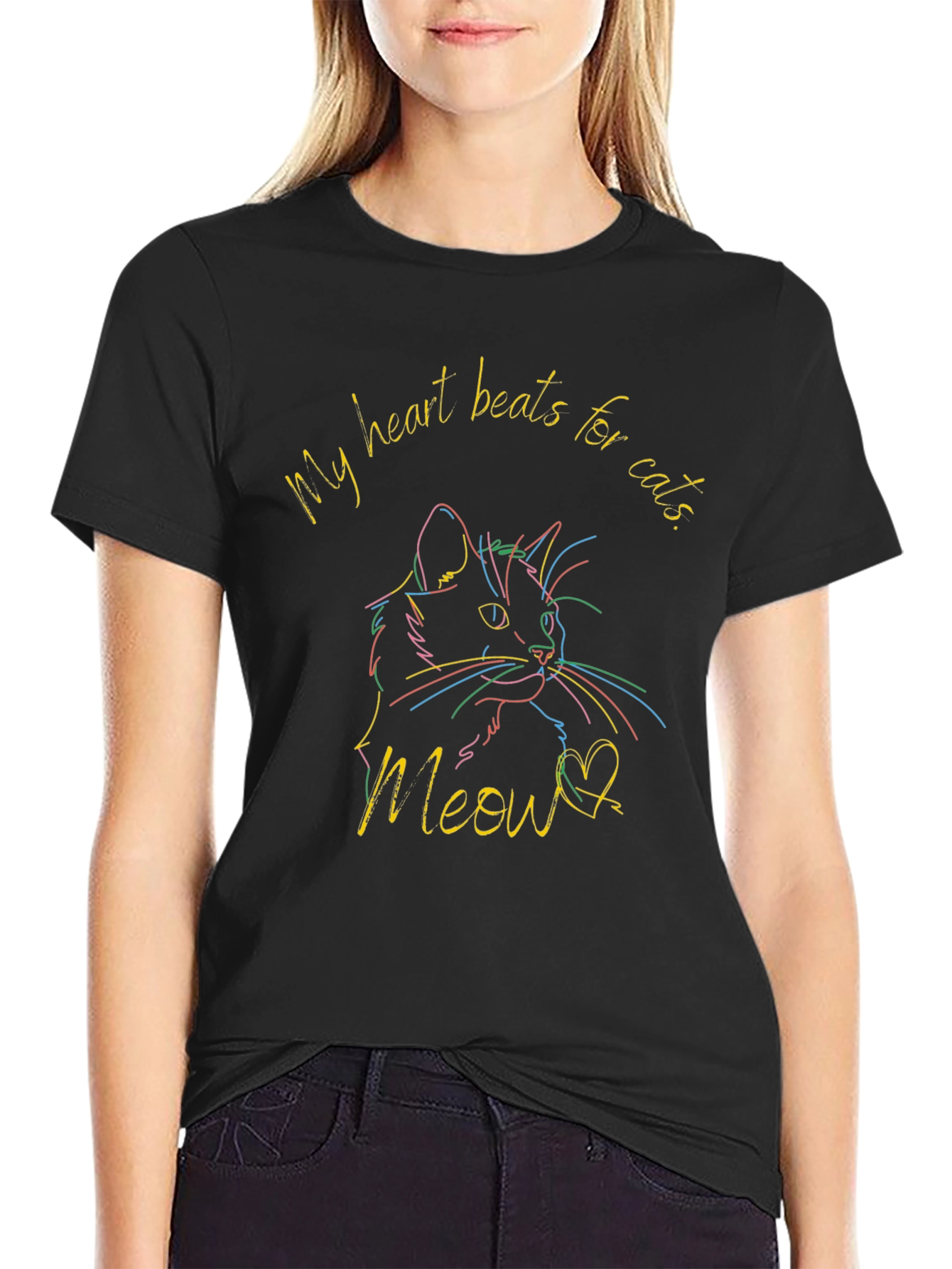 My Heart Beats for Cats Graphic T-Shirt