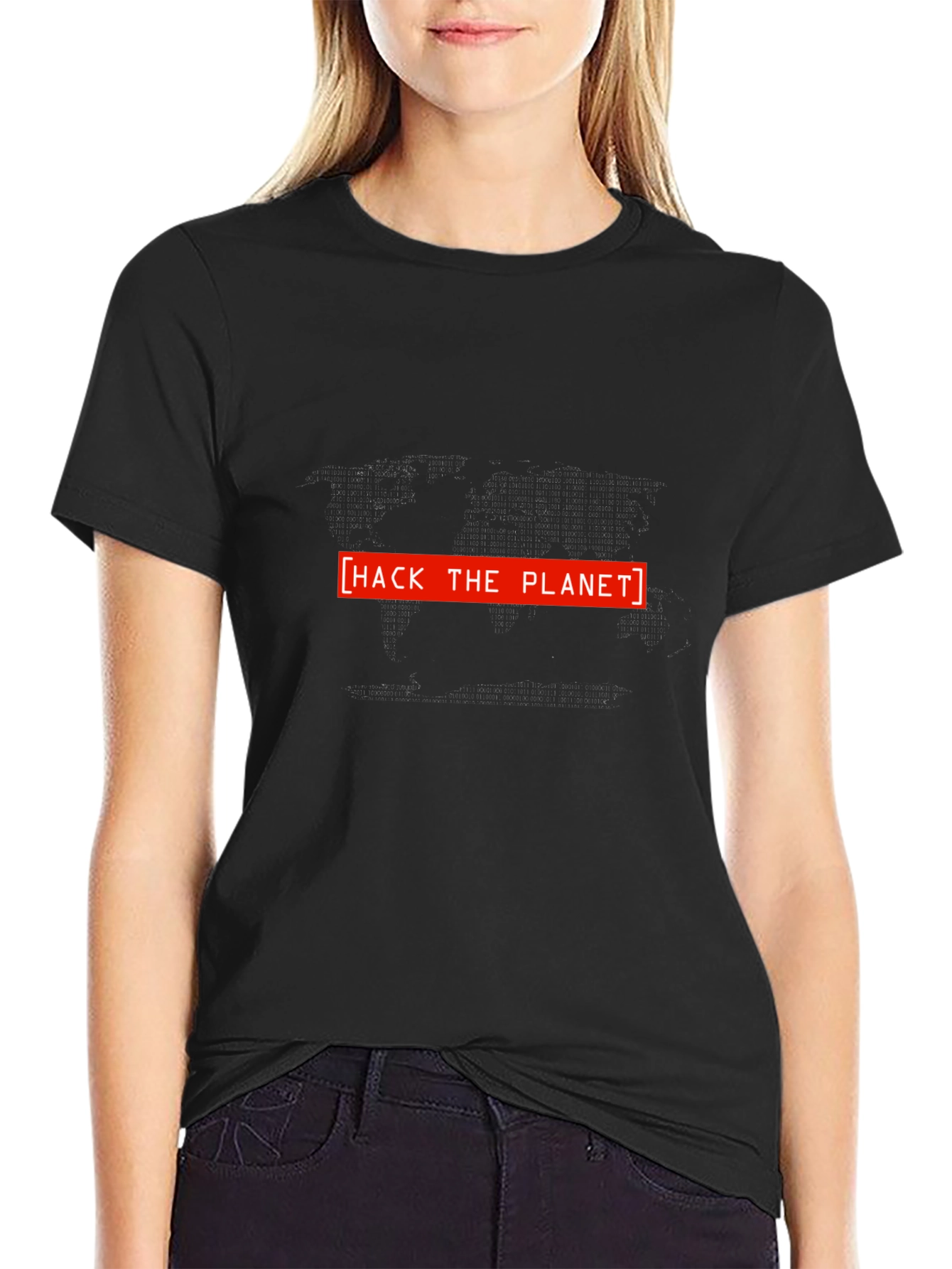 Hack the Planet Graphic Tee - Black Cotton T-Shirt