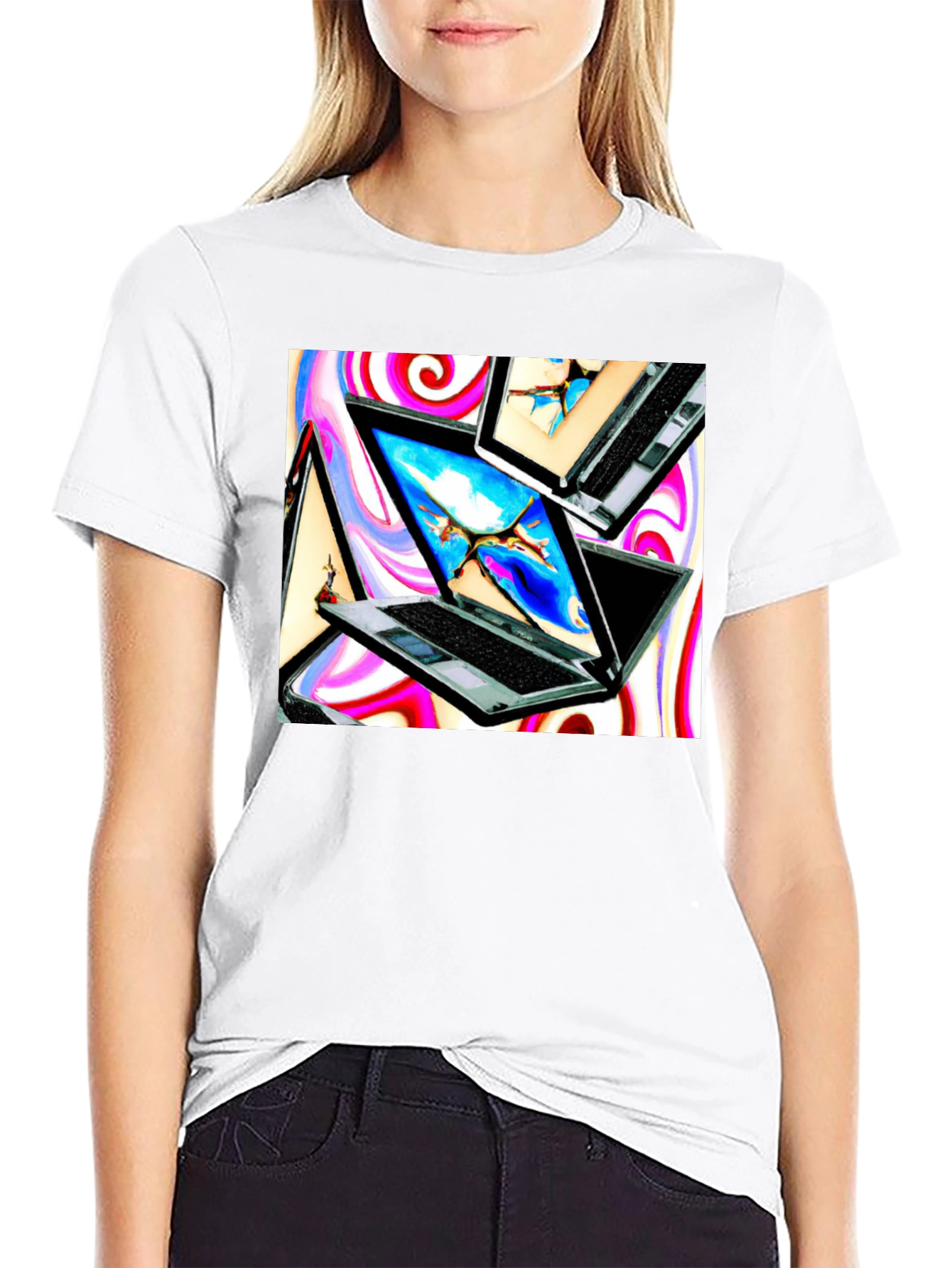 Laptop Swirl Graphic Tee - Bold & Stylish