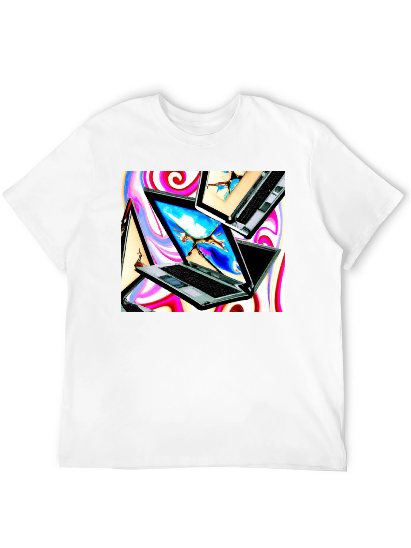 Laptop Swirl Graphic Tee - Bold & Stylish