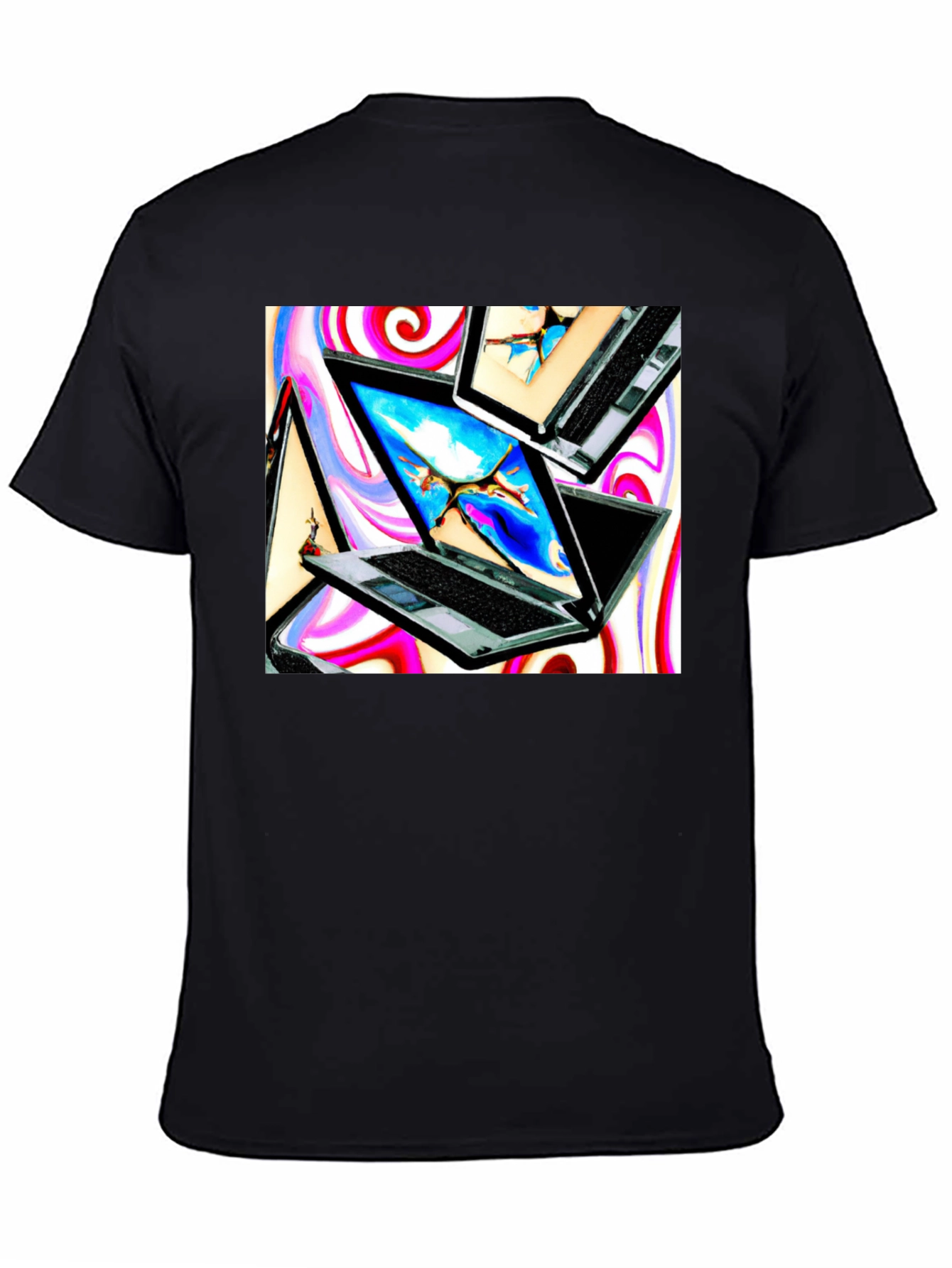 Laptop Swirl Graphic Tee - Bold & Stylish